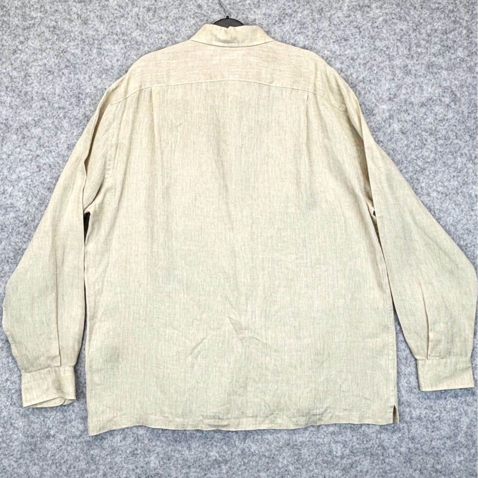 Faconnable Façonnable 100% Linen Shirt L Mens Sand Button-Up | Regular Fit, Long Sleeve, Chest Pocket, Casual Size US L / EU 52-54 / 3 - 2 Thumbnail