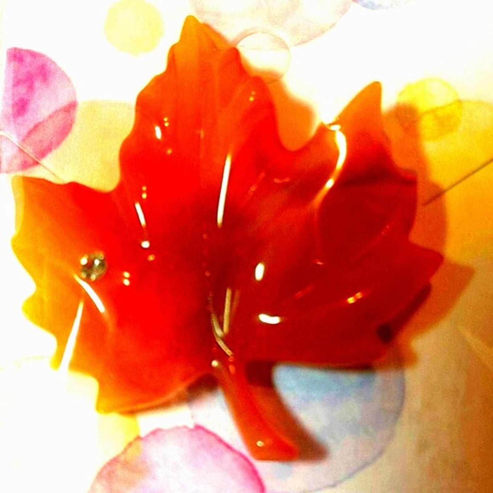 Vintage Gorgeous vintage celluloid brown leaf w/rhinestone Size ONE SIZE - 3 Thumbnail
