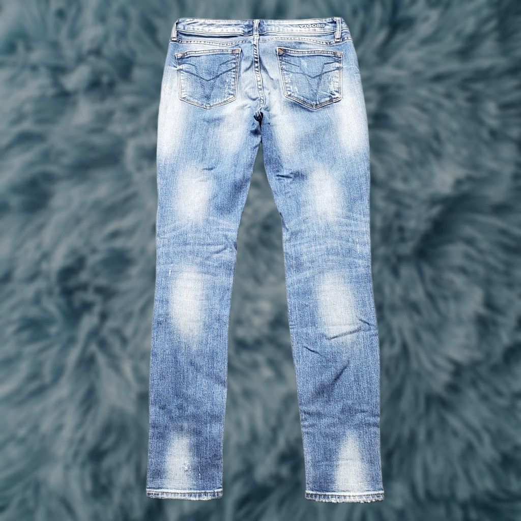 Vintage VIGOSS Jeans Women's 27x29 Blue Denim Stretch Distressed The Chelsea Skinny Leg Jeans Size 27" / US 4 / IT 40 - 1 Thumbnail