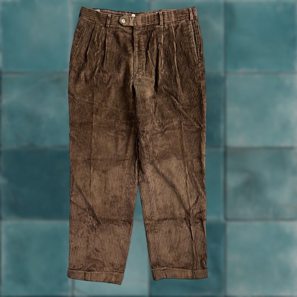 Vintage J. Peterman Pants Mens 38 Brown Thick Corduroy Pleated Chino Straight Pockets Size US 38 / EU 54 - 1 Thumbnail