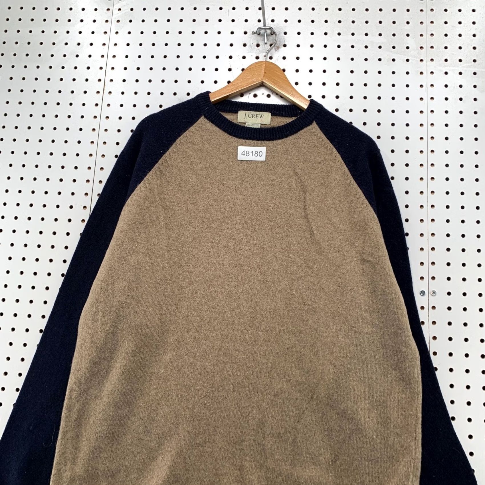 J.Crew VINTAGE J.CREW WOOL SWEATER Mens XL Blue Tan 100% Lambswool Preppy Pullover Crew Neck Long Sleeve Striped? No, Pattern: Solid Size US XL / EU 56 / 4 - 4 Thumbnail