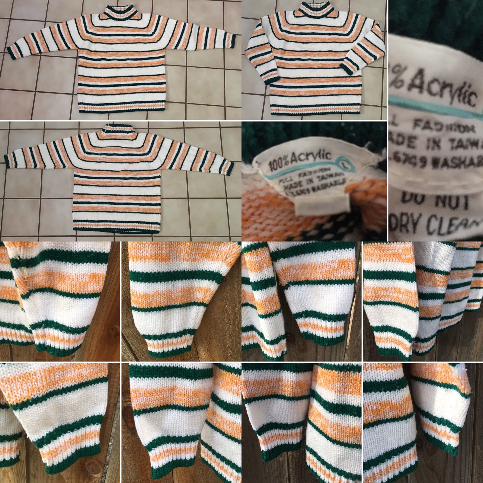 Vintage VINTAGE Sweater Zipper Neck Striped Acrylic Made In Taiwan L Size L / US 10 / IT 46 - 8 Thumbnail