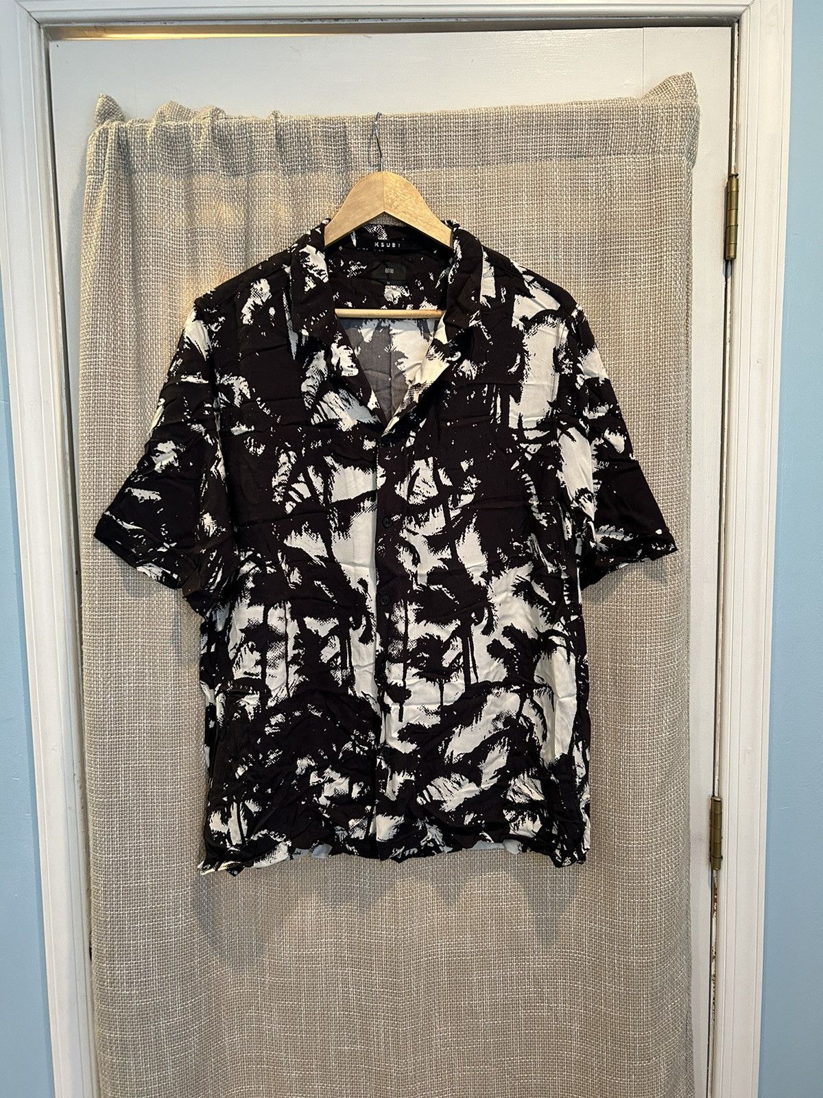 Ksubi Ksubi Black Palm Tree Camp Collar Hawaiian Viscose Shirt Size US M / EU 48-50 / 2 - 1 Thumbnail