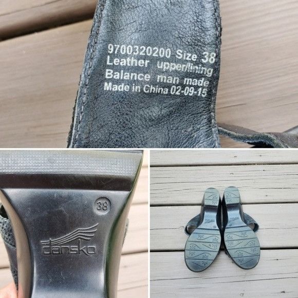 Dansko Dansko Jessie Black Lizard Leather 2 Strap Buckle Sandals Size US 7.5 / IT 37.5 - 8 Thumbnail