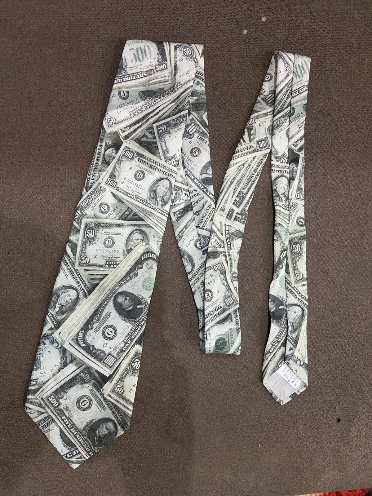 Ralph Marlin × Vintage Vtg 90s Ralph Marlin “US Money” Men’s Necktie Size ONE SIZE - 1 Thumbnail