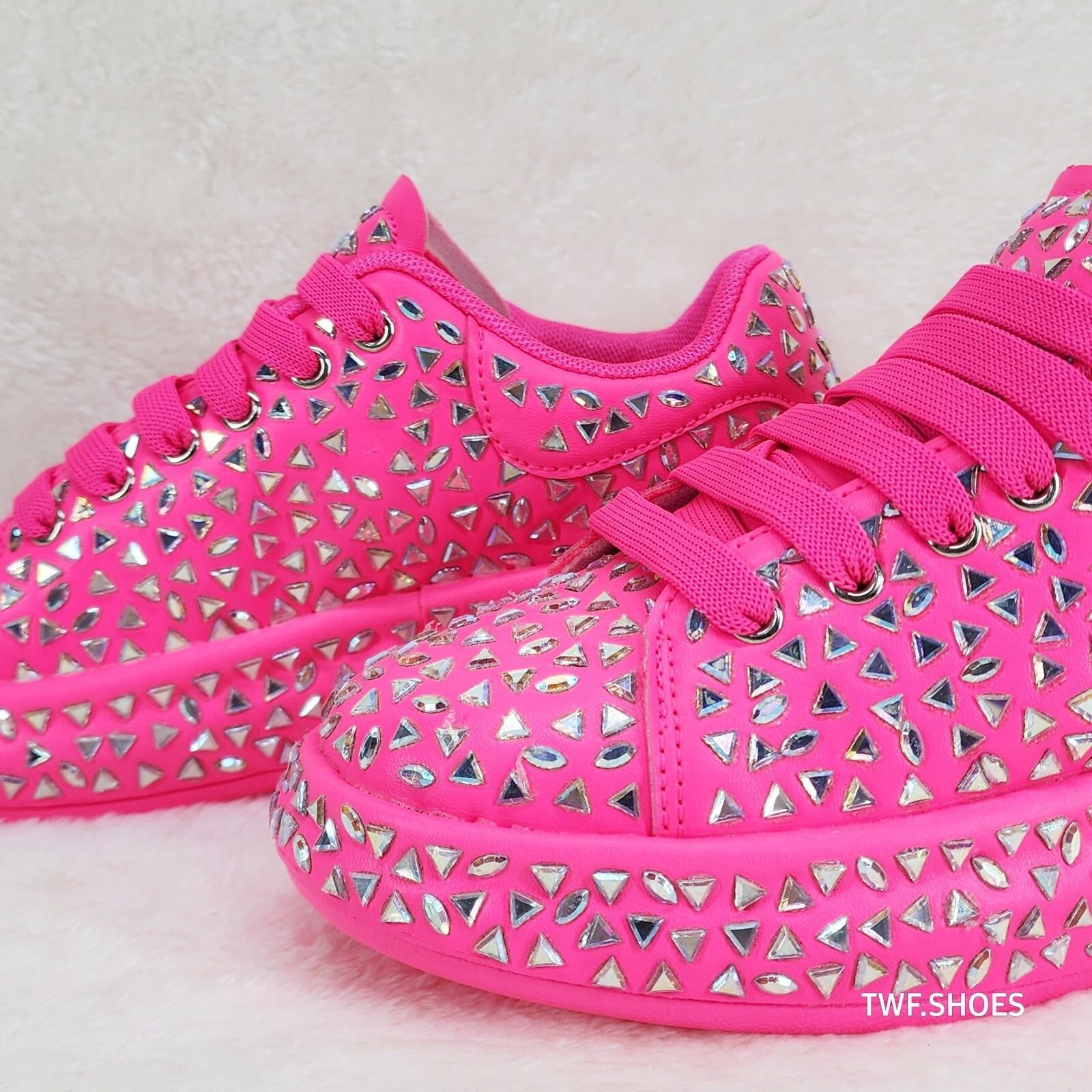 Other Geo Dazzle Cush Iridescent Stone Hot Pink Platform Sneakers Size US 8 / IT 38 - 7 Thumbnail