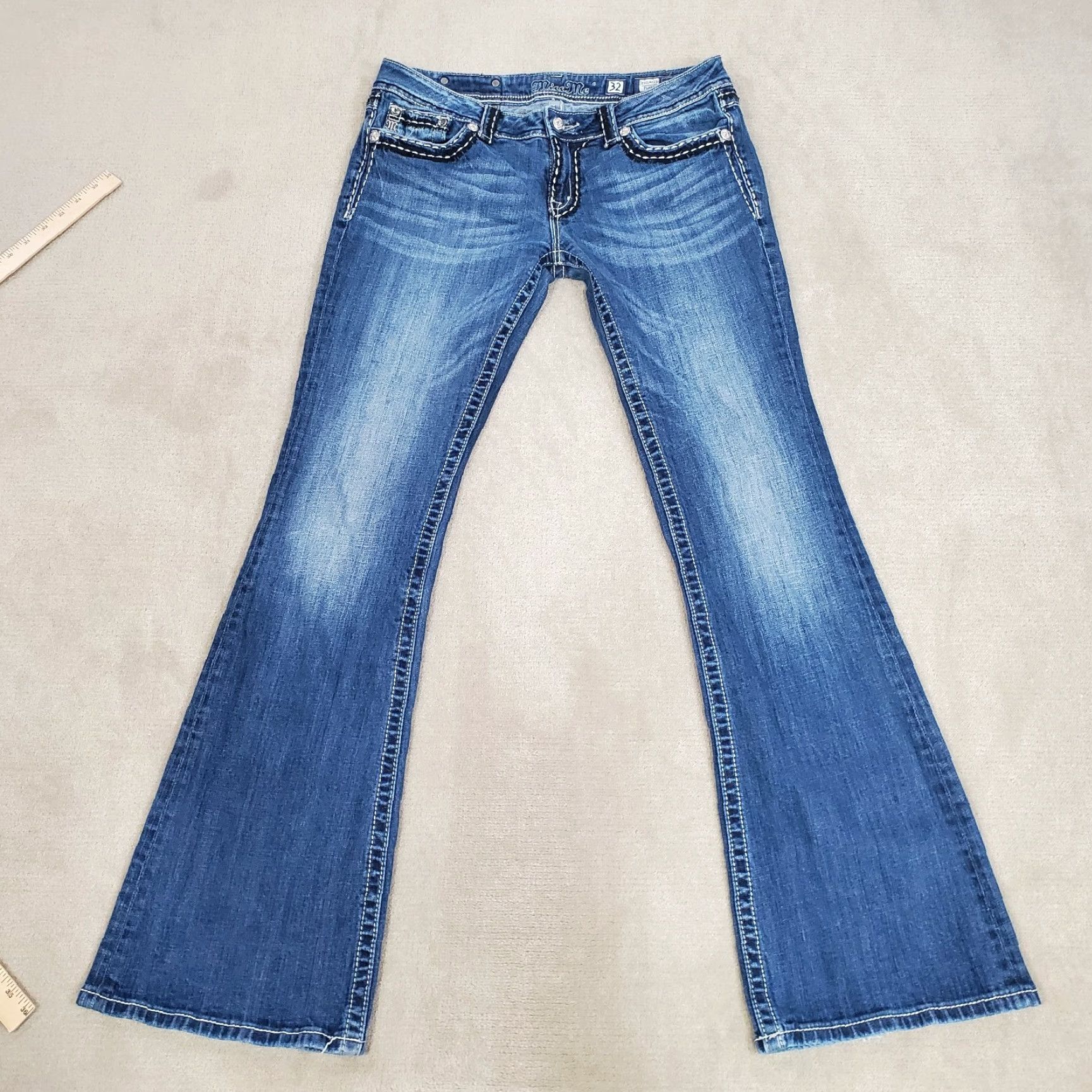Miss Me **Miss Me Jeans Womens Blue Flare Faded Denim Designer Pockets** User: Miss Me Jeans Womens Blue Flare Faded Denim Designer Pockets * Size 24" / US 00 / IT 34 - 4 Thumbnail