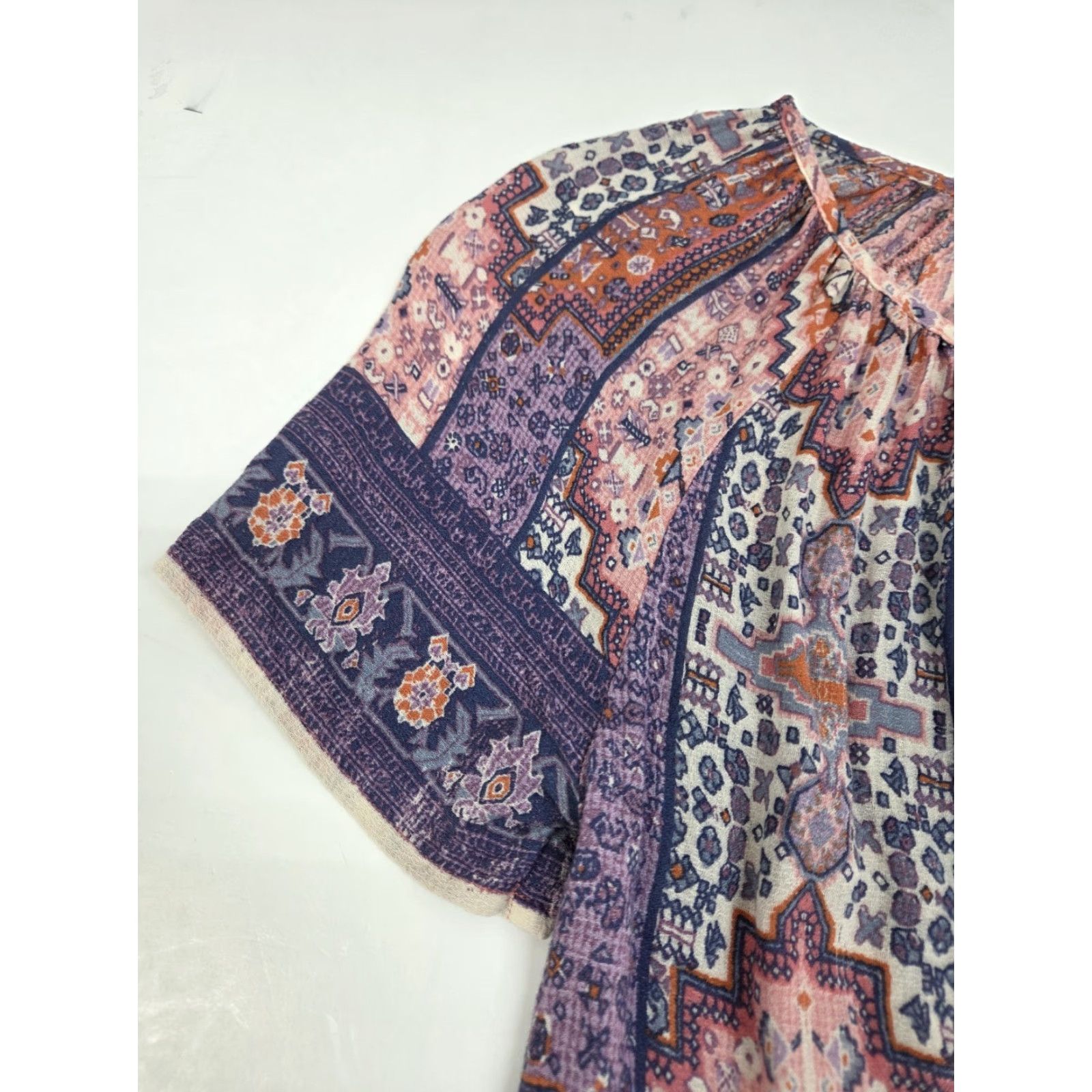 Lucky Brand Lucky Brand Womens Short Sleeve Front Tie Floral Blouse XS Multicolor Size XS / US 0-2 / IT 36-38 - 7 Thumbnail