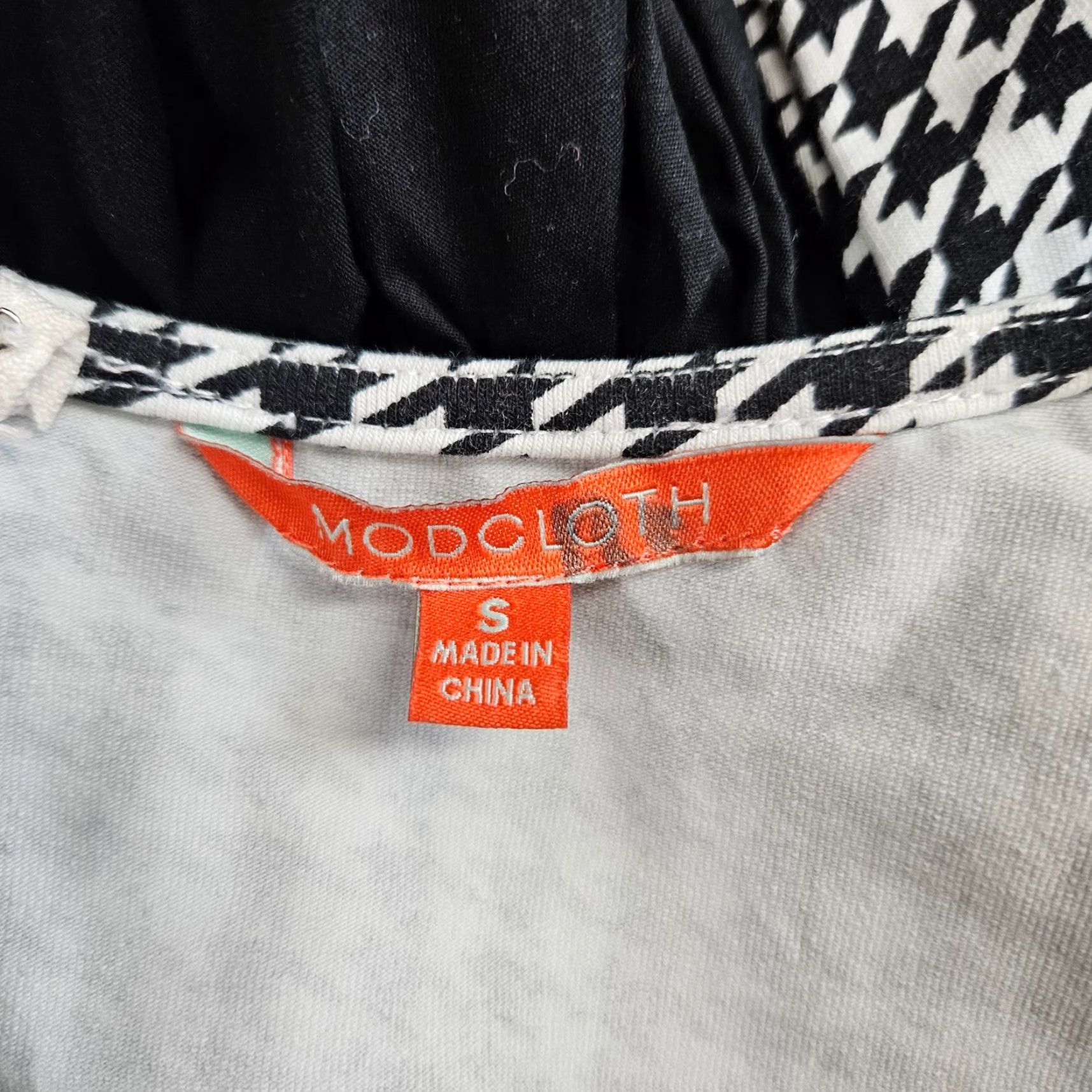 Vintage VINTAGE ModCloth Dress Womens Small Black White Houndstooth Long Sleeve Round Neck Zip Size S / US 4 / IT 40 - 5 Thumbnail
