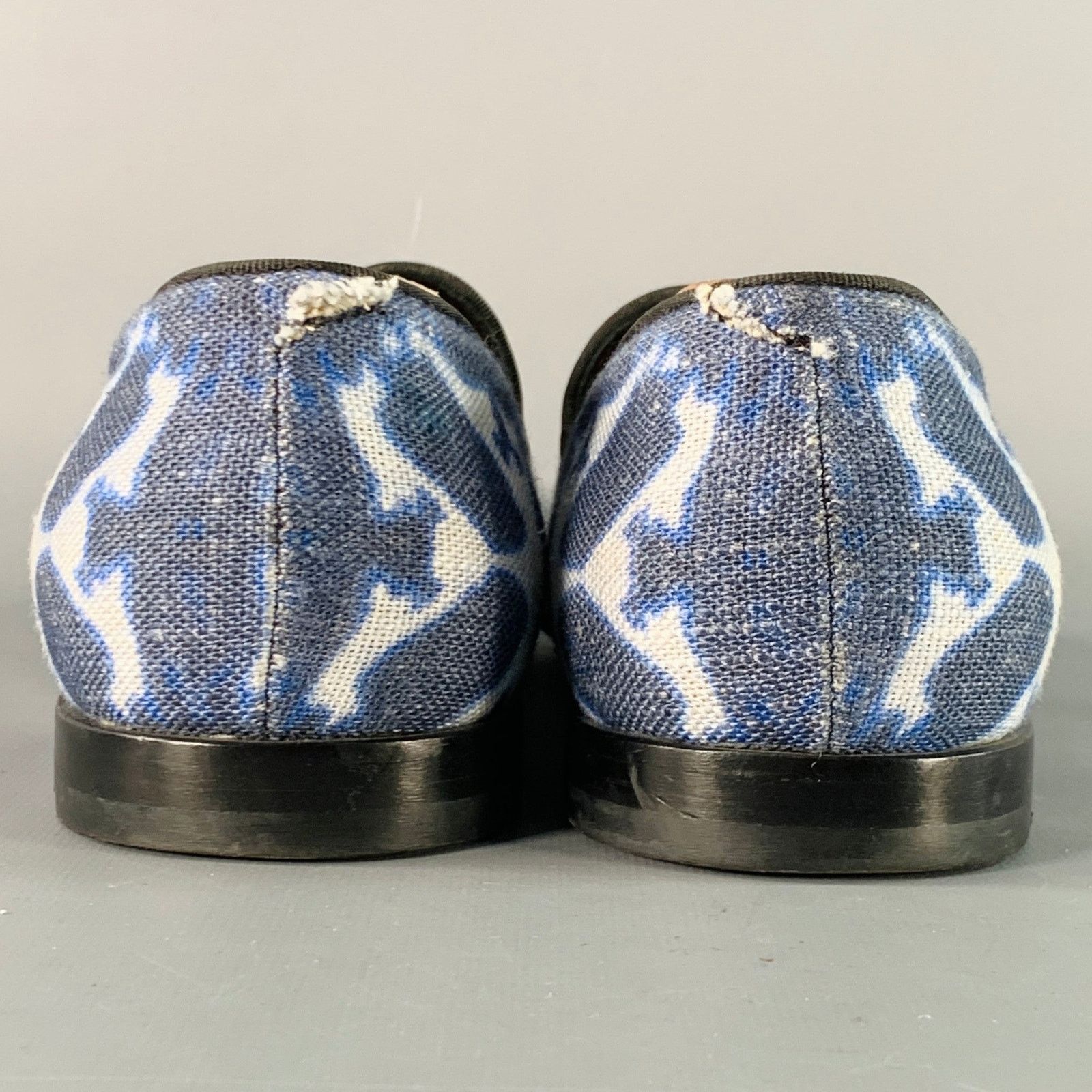 Giorgio Armani Size 10.5 Blue White Tie Dye Canvas Slip On Loafers Size US 10.5 / EU 43-44 - 3 Thumbnail