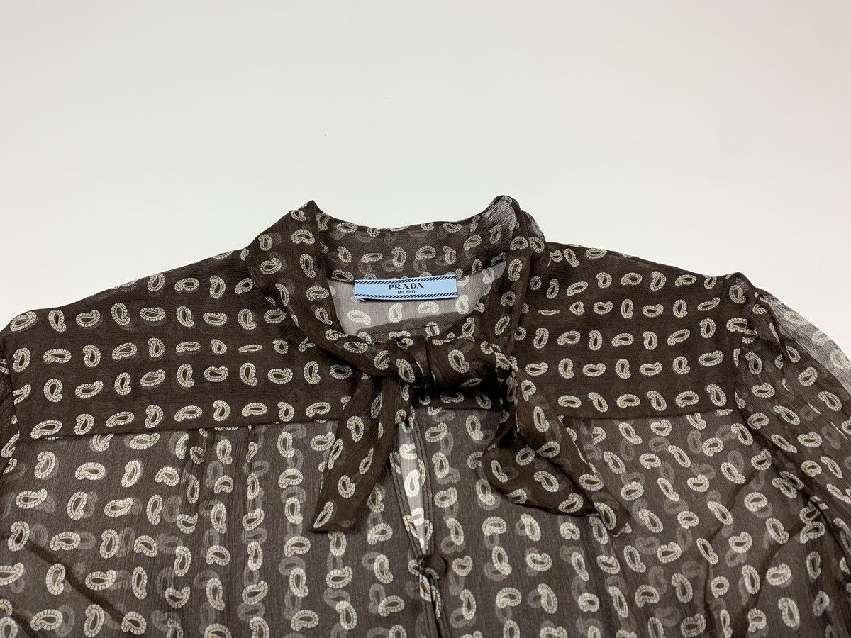 Prada Prada Paisley Print Silk Chiffon Sheer Blouse Brown Size 44 Size S / US 4 / IT 40 - 10 Thumbnail