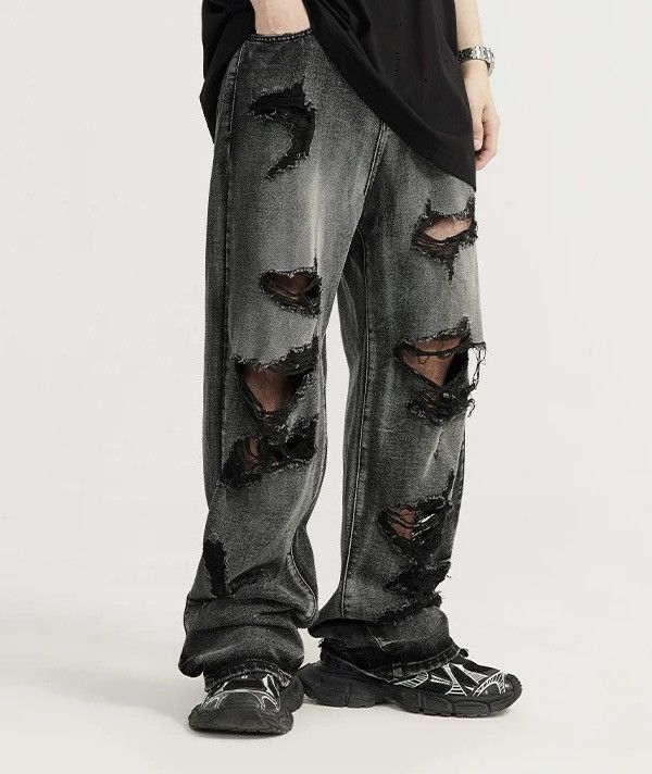 Jean × Vintage Washed Ripped Distressed Jeans Size US 31 - 3 Thumbnail