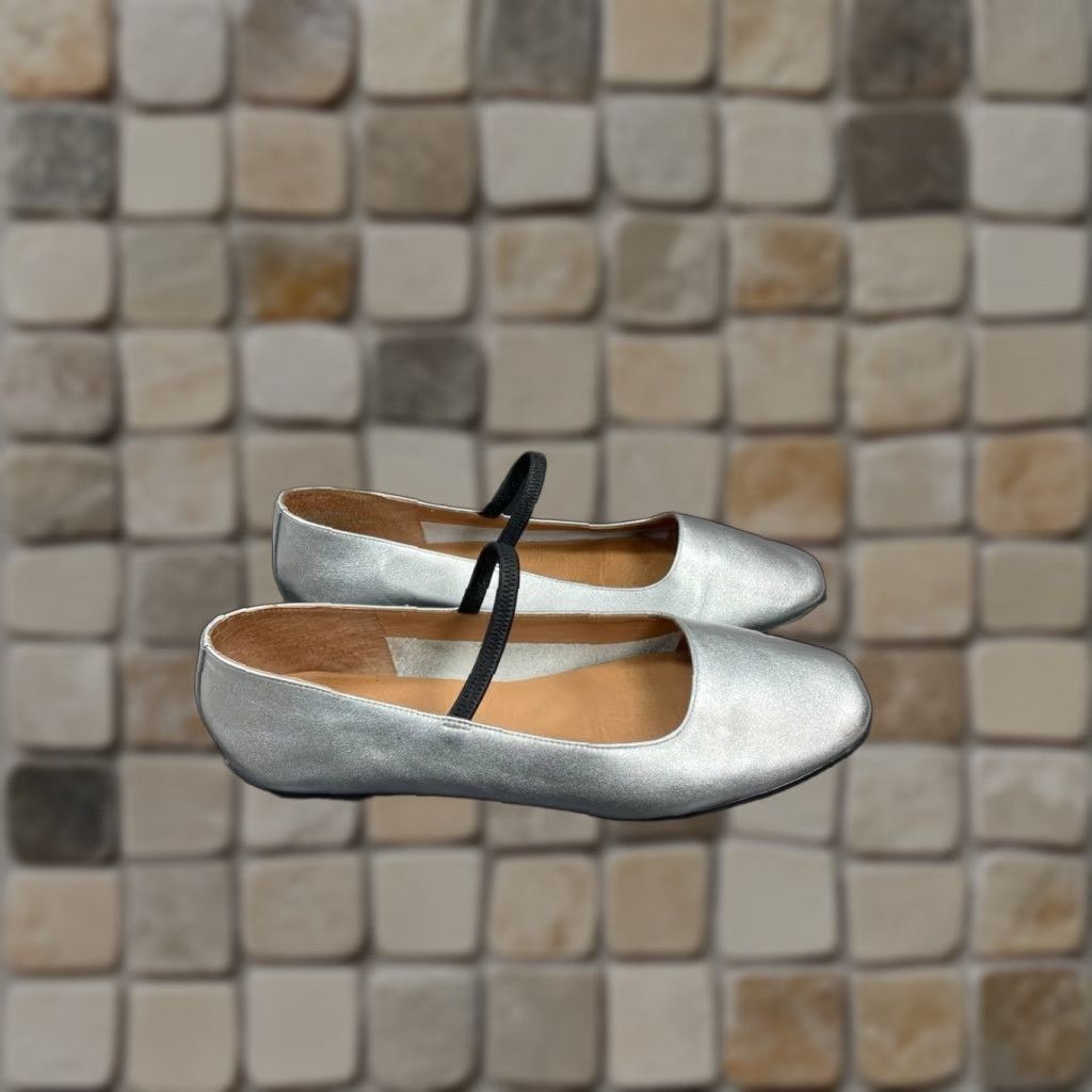Madewell Flats Ballet The Greta Silver Leather Slip On Womens Size 10 Shoes