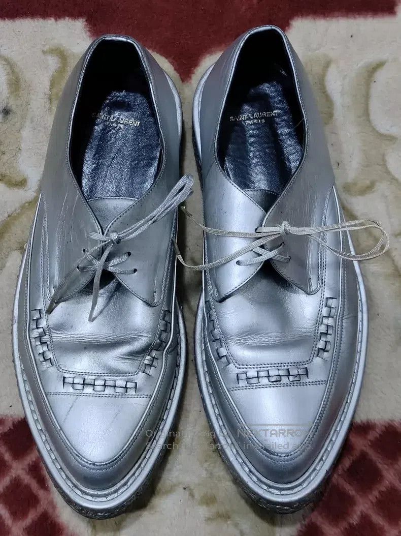Saint Laurent Paris Saint Laurent Paris Silver Wedge Shoes Size US 11 / EU 44 - 2 Thumbnail