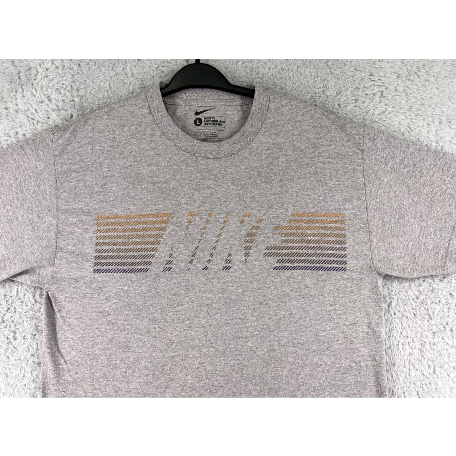 Nike Nike Shirt Mens Large Gray Spellout Graphic Print Short Sleeve Cotton Blend Size US L / EU 52-54 / 3 - 5 Thumbnail