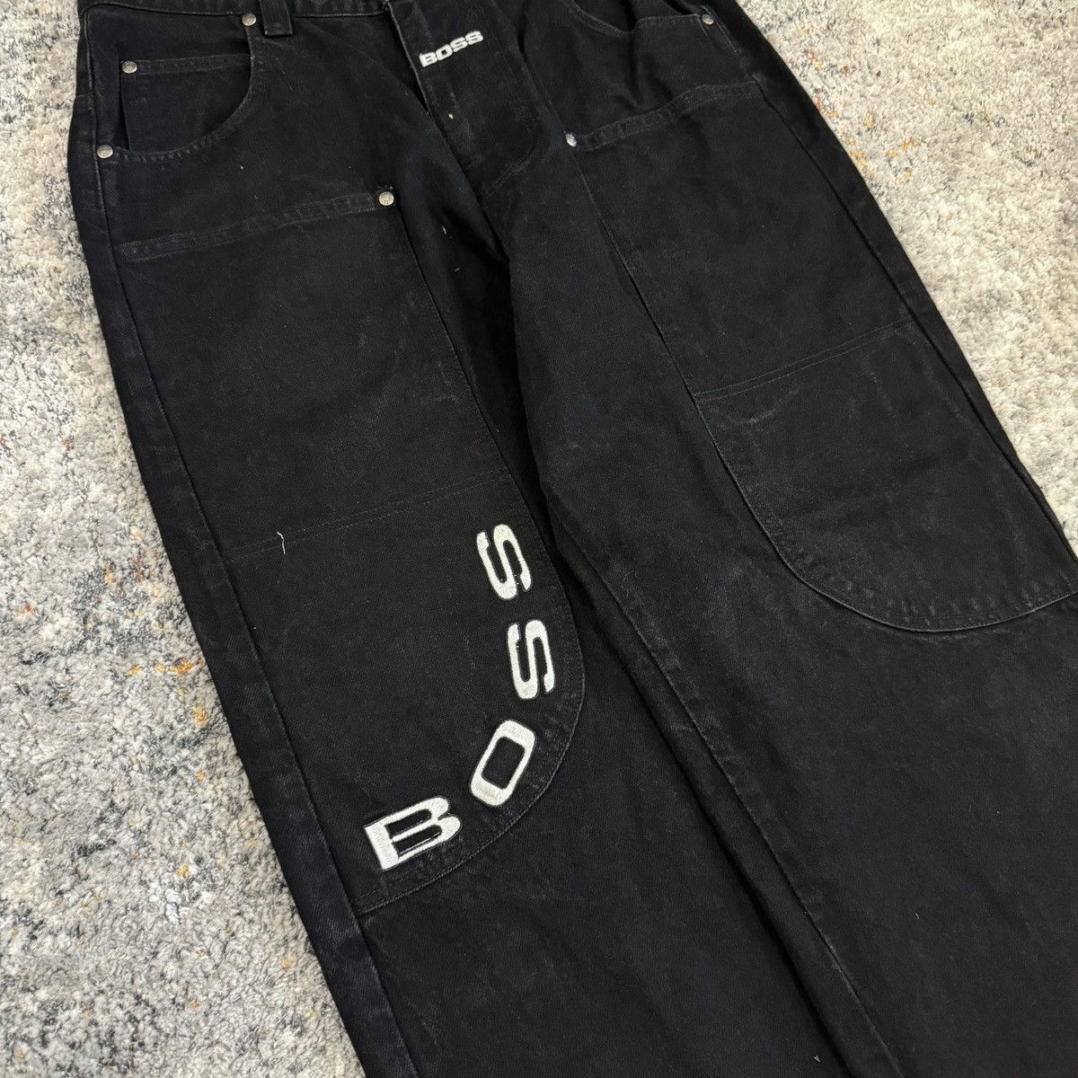 JNCO × Vintage Crazy Vintage boss baggy wide leg double knee unique jeans Size US 34 / EU 50 - 6 Thumbnail
