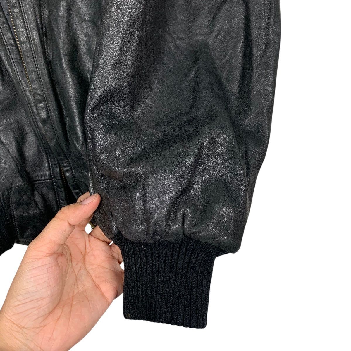 Japanese Brand BELL MAXIM Ships Big Logo Leather Bomber Jacket #2247-C99 Size US M / EU 48-50 / 2 - 13 Thumbnail