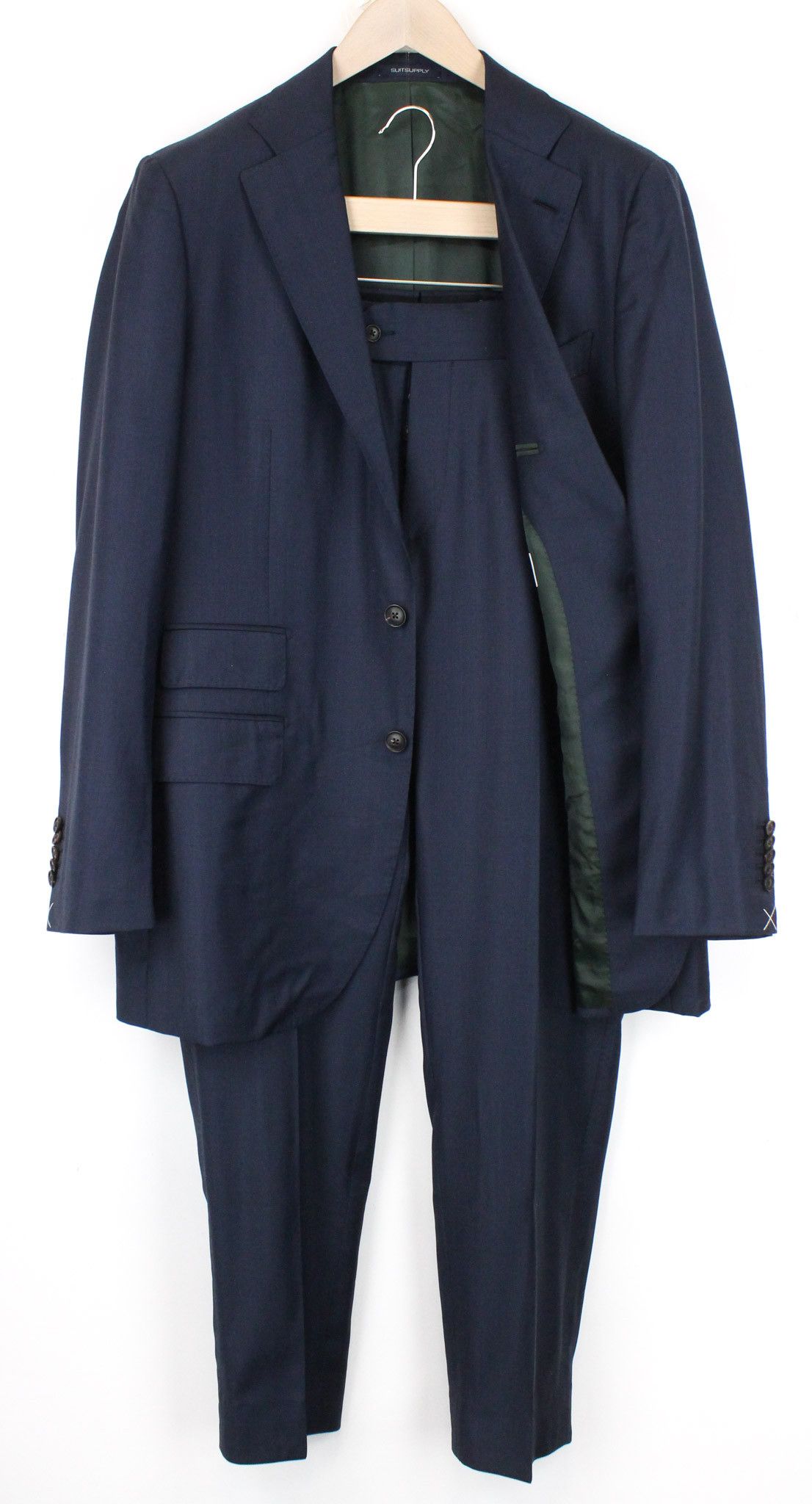 image of Suitsupply La Spalla Uk44L Wool Blue Suit 68957, Men's