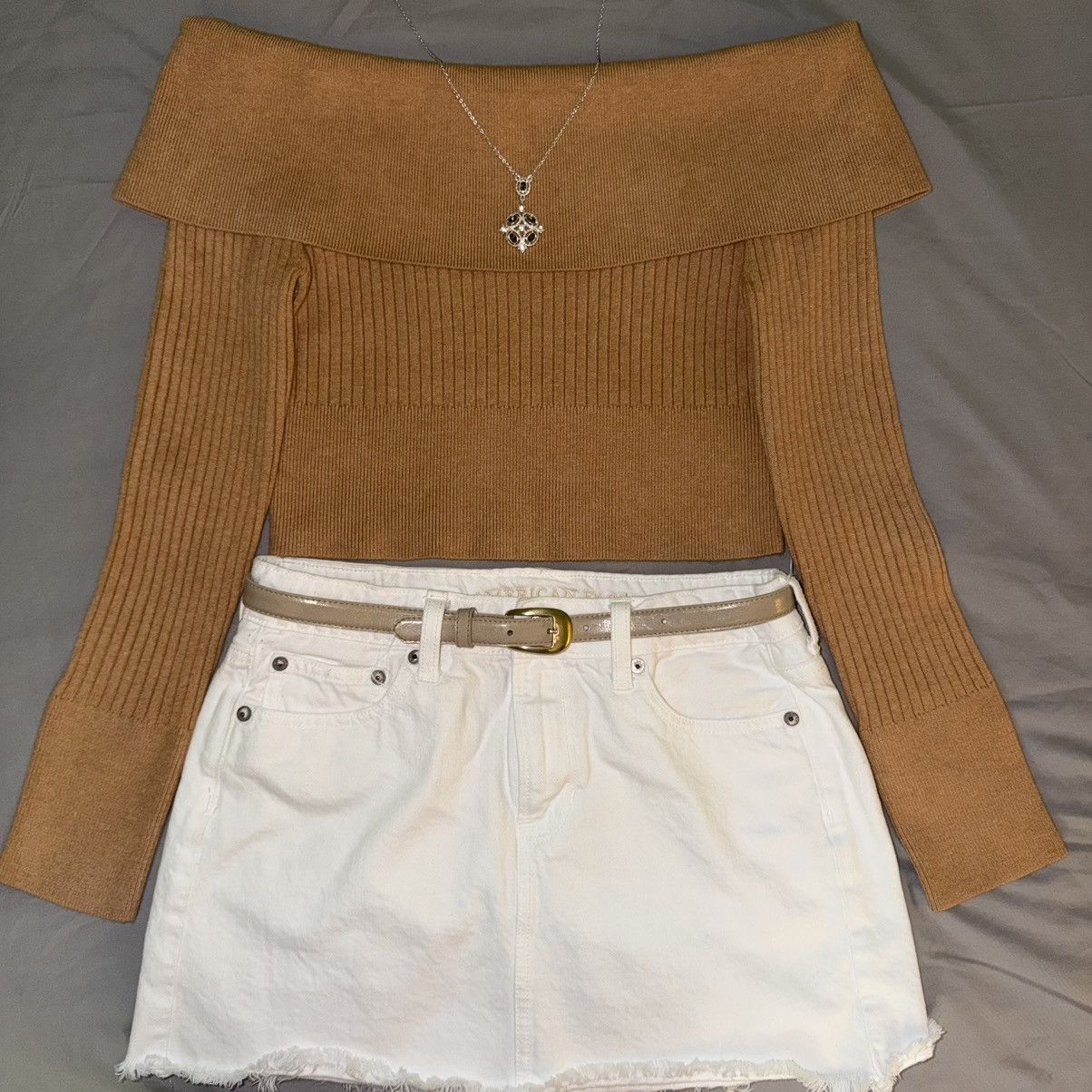 Other Wild Fable Tan off shoulder Ribbed top Size M / US 6-8 / IT 42-44 - 1 Thumbnail