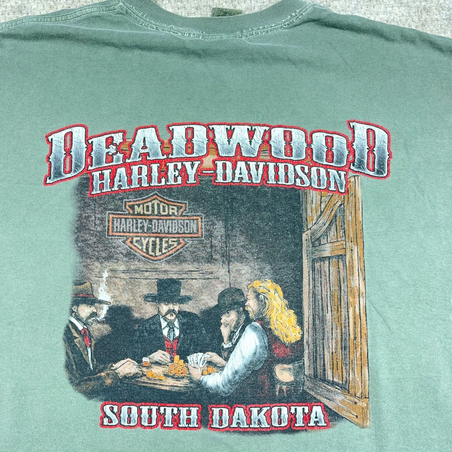 Harley Davidson VINTAGE Harley-Davidson Shirt Men XL Green 80s Retro Logo Graphic Print Short Sleeve T-Shirt Size US XL / EU 56 / 4 - 3 Thumbnail