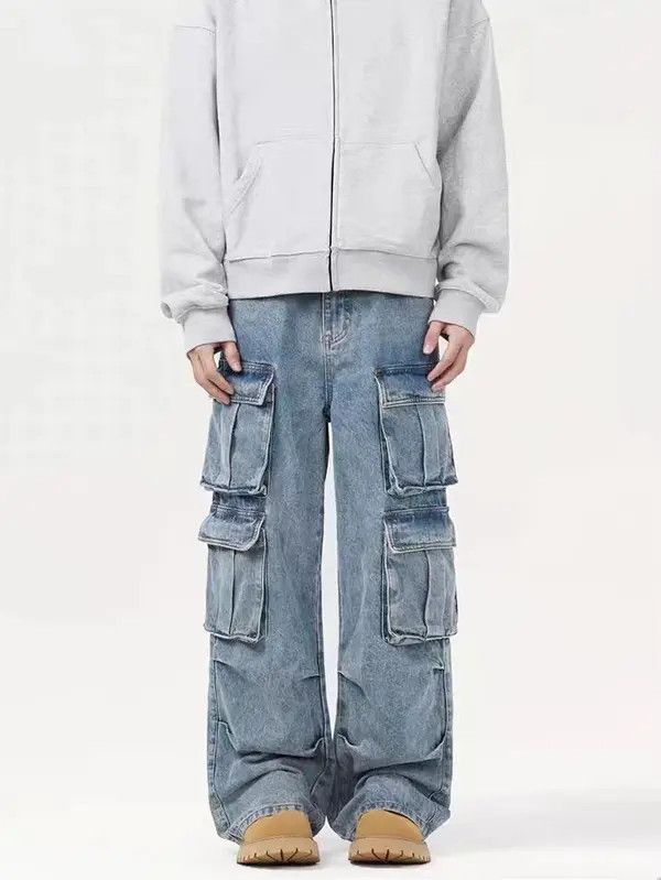 Japanese Brand Kouda Vintage Street Multi-Pocket Washed Loose Work Jeans Size US 34 / EU 50 - 1 Thumbnail