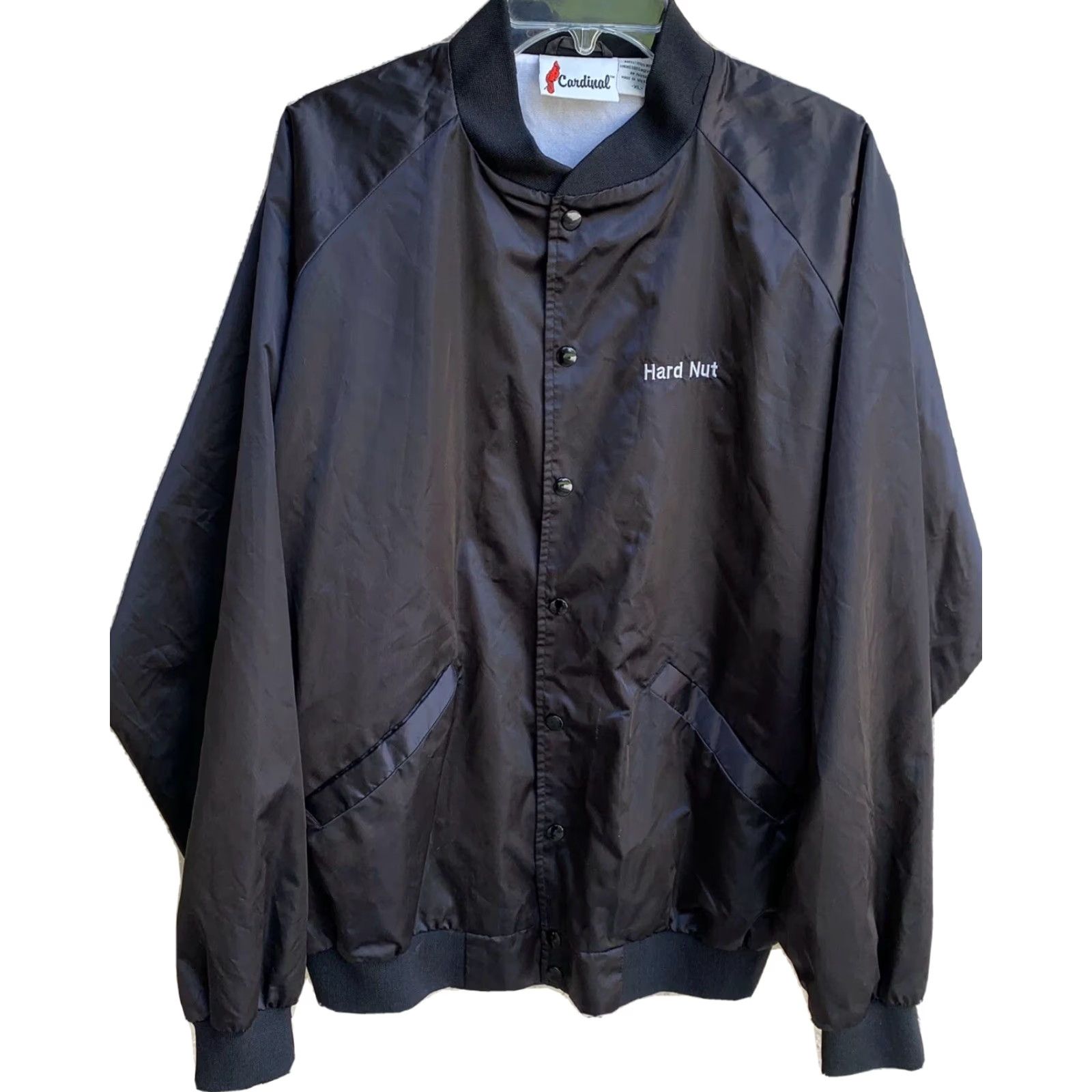Vintage VINTAGE Tombstone Toughnuts Travel Club Tombstone Arizona Satin Jacket Bomber Hard Nut XL Black Cardinal Satin Jacket Sportswear/Beach 1990s Mens io? Size US XL / EU 56 / 4 - 3 Thumbnail