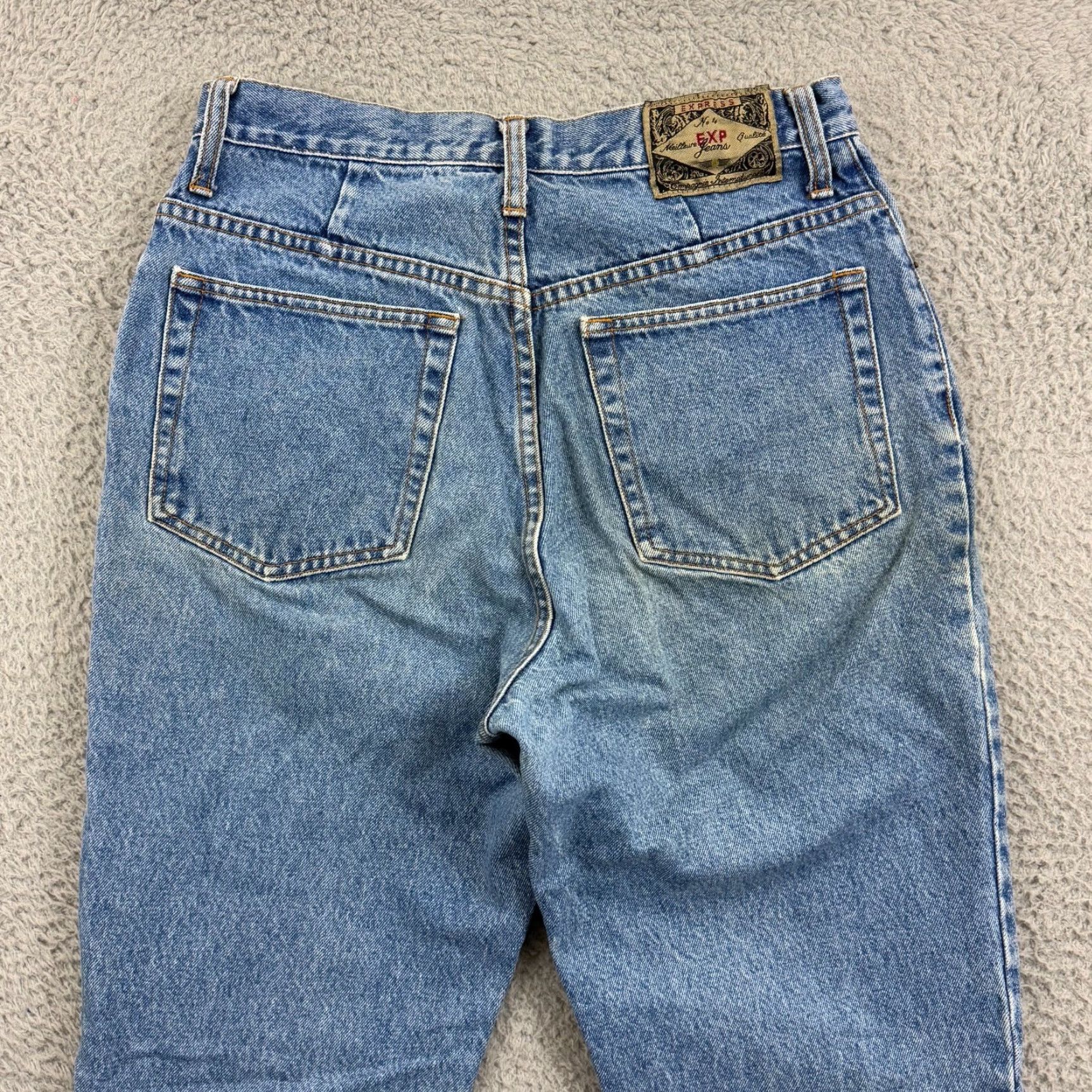 Express VINTAGE Express Jeans Womens 11/12 Blue High Waist Tapered 80s 90s Grunge 30x30 Pants Mens Girls Size 32" / US 10 / IT 46 - 5 Thumbnail