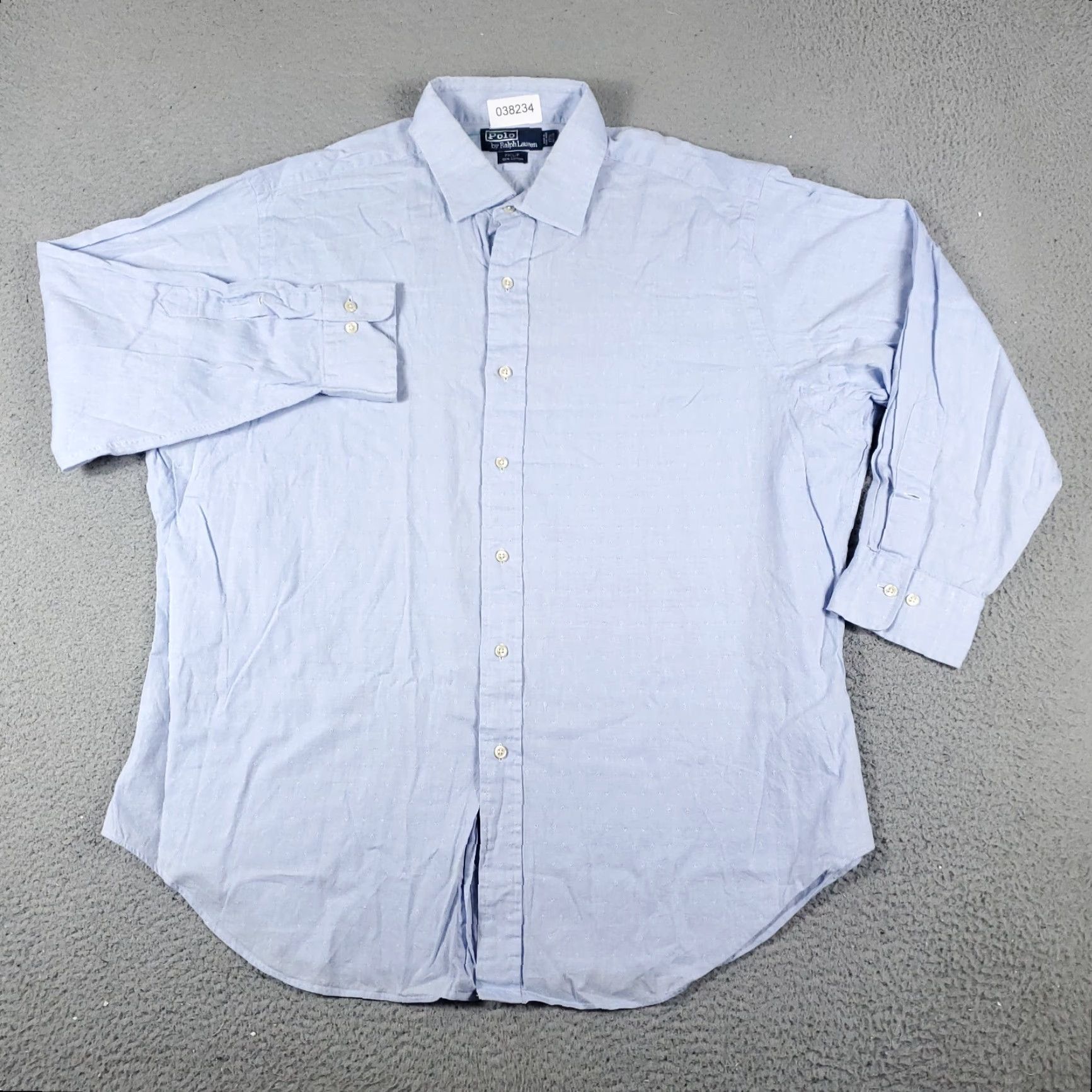 Ralph Lauren Ralph Lauren Shirt Mens 17.5 Blue Dress Button Up Long Sleeve Shirt Dress Shirt Button-Down 17.5 Overall Blue Mens Size 46R - 2 Thumbnail