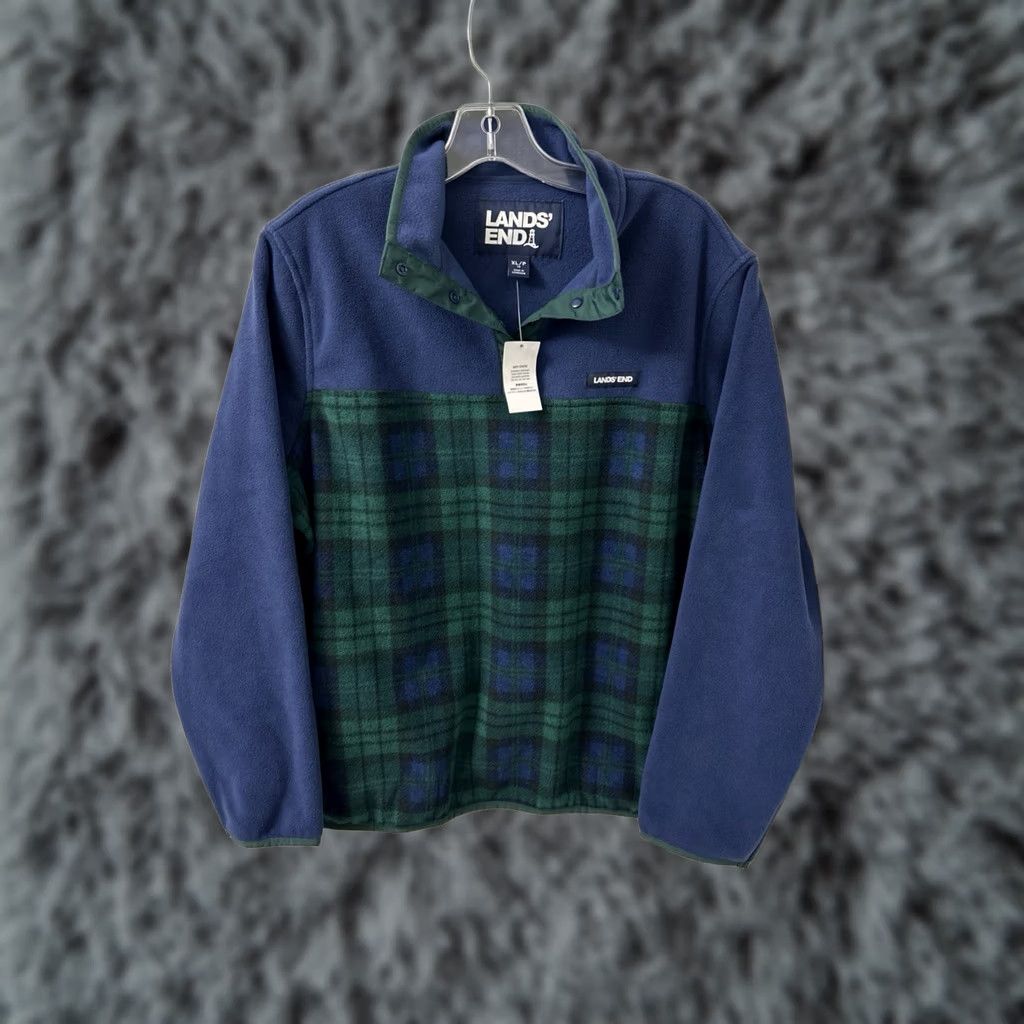 Lands' End VINTAGE Lands End Fleece Pullover Womens XL Petite Blue Green Plaid Heritage NWT Size XL / US 12-14 / IT 48-50 - 1 Thumbnail