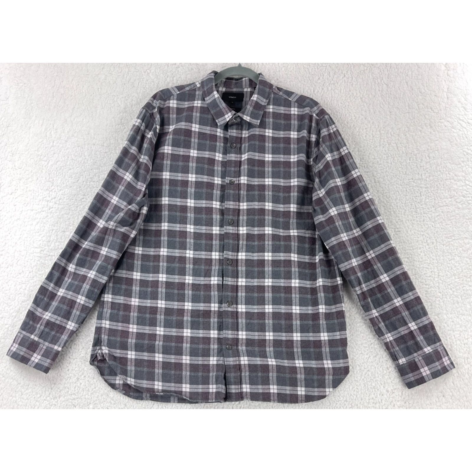 Vince Vince Gray Plaid Button-Up Classic Fit Shirt Mens XL Long Sleeve 100% Cotton Size US XL / EU 56 / 4 - 2 Thumbnail