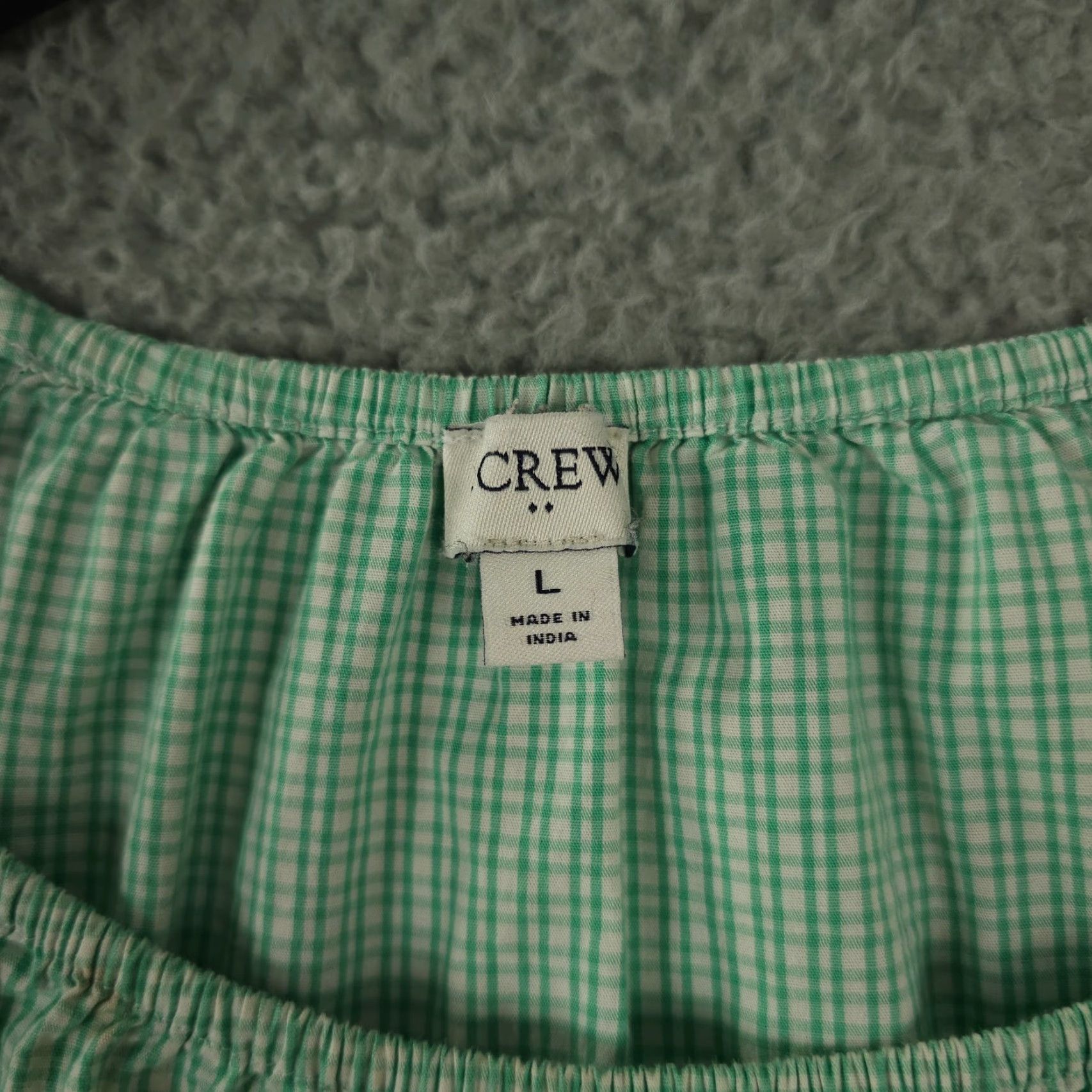 J.Crew J.CREW Dress Womens Large Green Gingham Cotton Blend Poplin Raglan Tiered Mini Dress Size L / US 10 / IT 46 - 3 Thumbnail