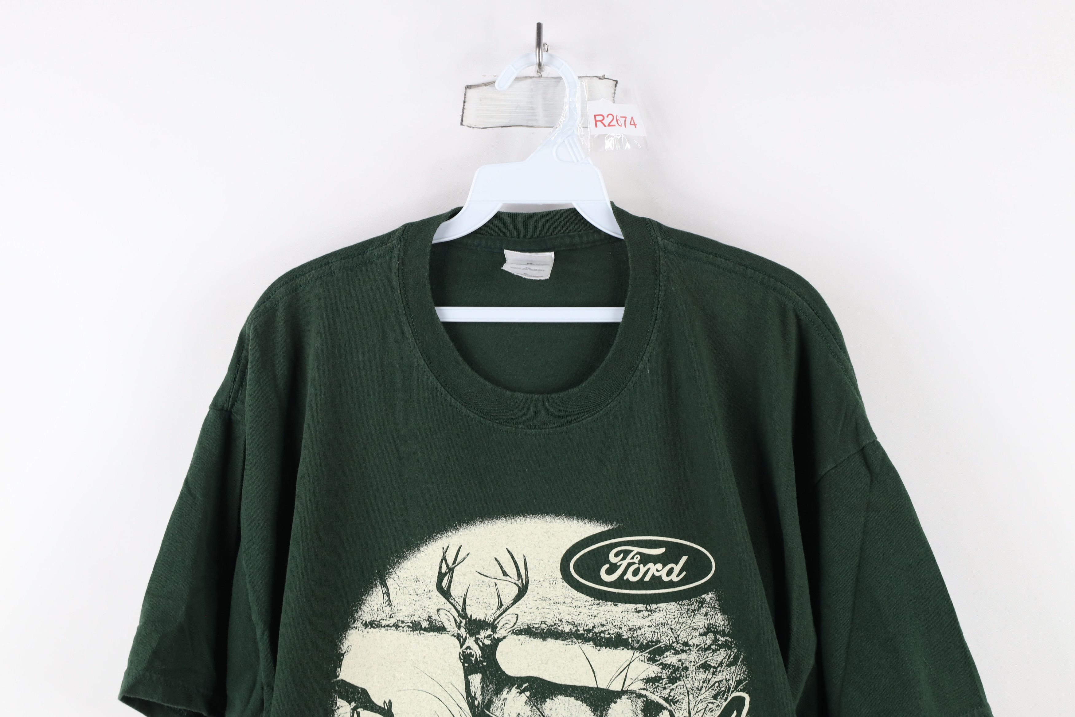 Vintage Vintage 90s Ford Motor Company Out Deer Buck T-Shirt Green Size US XL / EU 56 / 4 - 2 Thumbnail