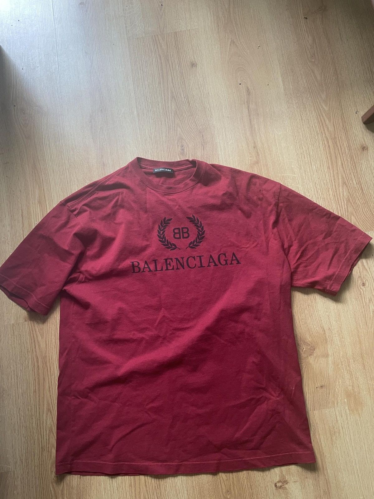 image of Balenciaga Bb Crown Tee Size XL S in Burgandy, Men's