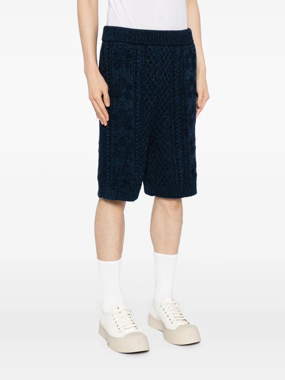 Marni o1w1db10125 Knitted Knee-Length Shorts in Navy Blue Size US 40 / EU 56 - 4 Thumbnail