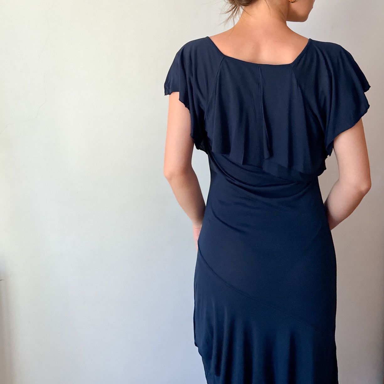 Karen Millen Vintage 2000s y2k Karen Millen midi asymmetric navy dress Size M / US 6-8 / IT 42-44 - 1 Thumbnail