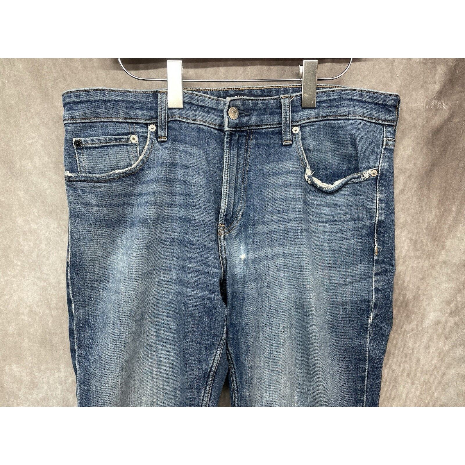 Calvin Klein Calvin Klein Jeans Mens 33x32 Blue CKJ026 Slim Straight Fade Size US 33 - 3 Thumbnail