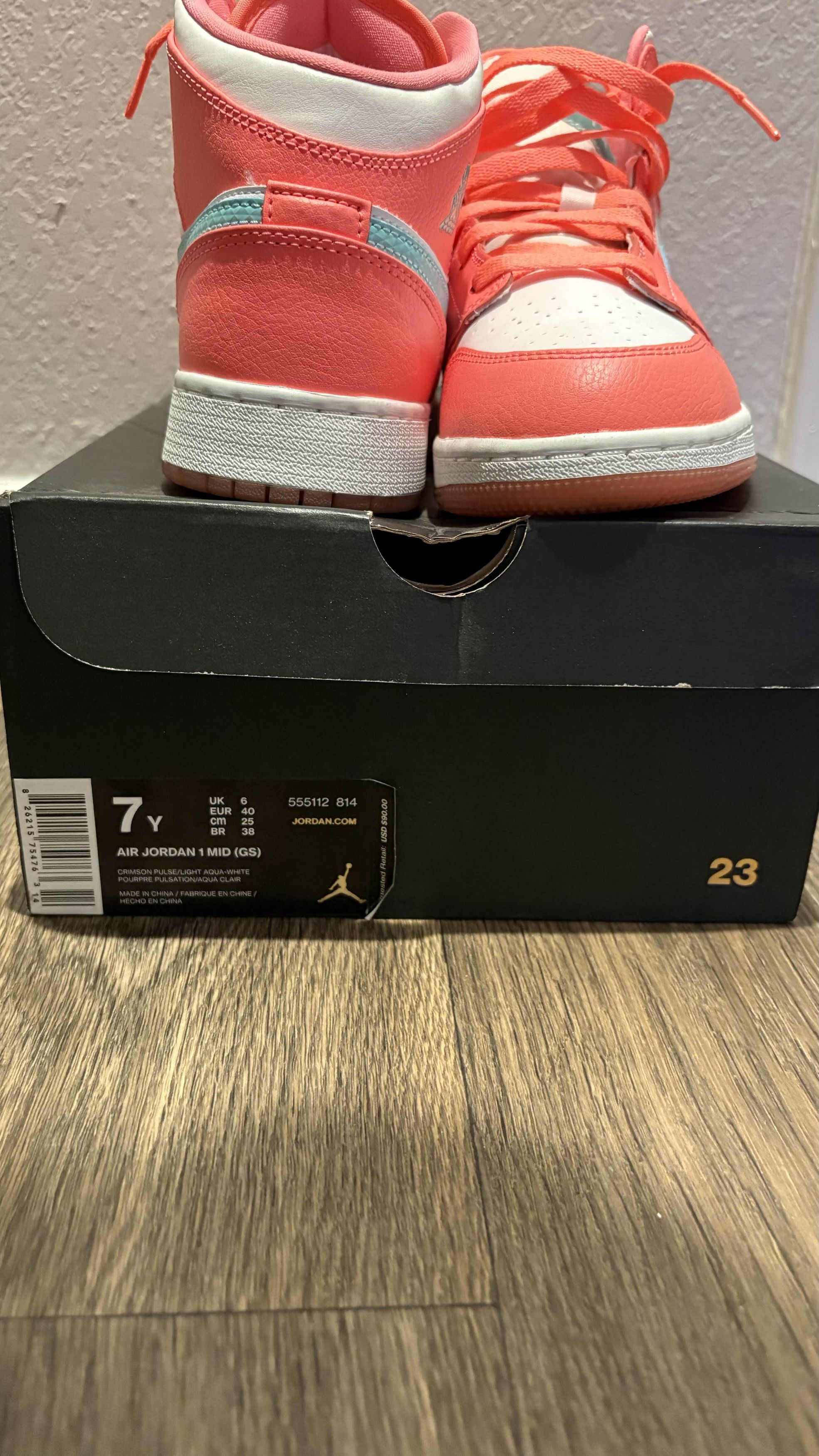 Jordan Brand AIR Jordan 1 Mid GG 'Crimson Pulse' 7Y Size US 7 / IT 37 - 6 Thumbnail