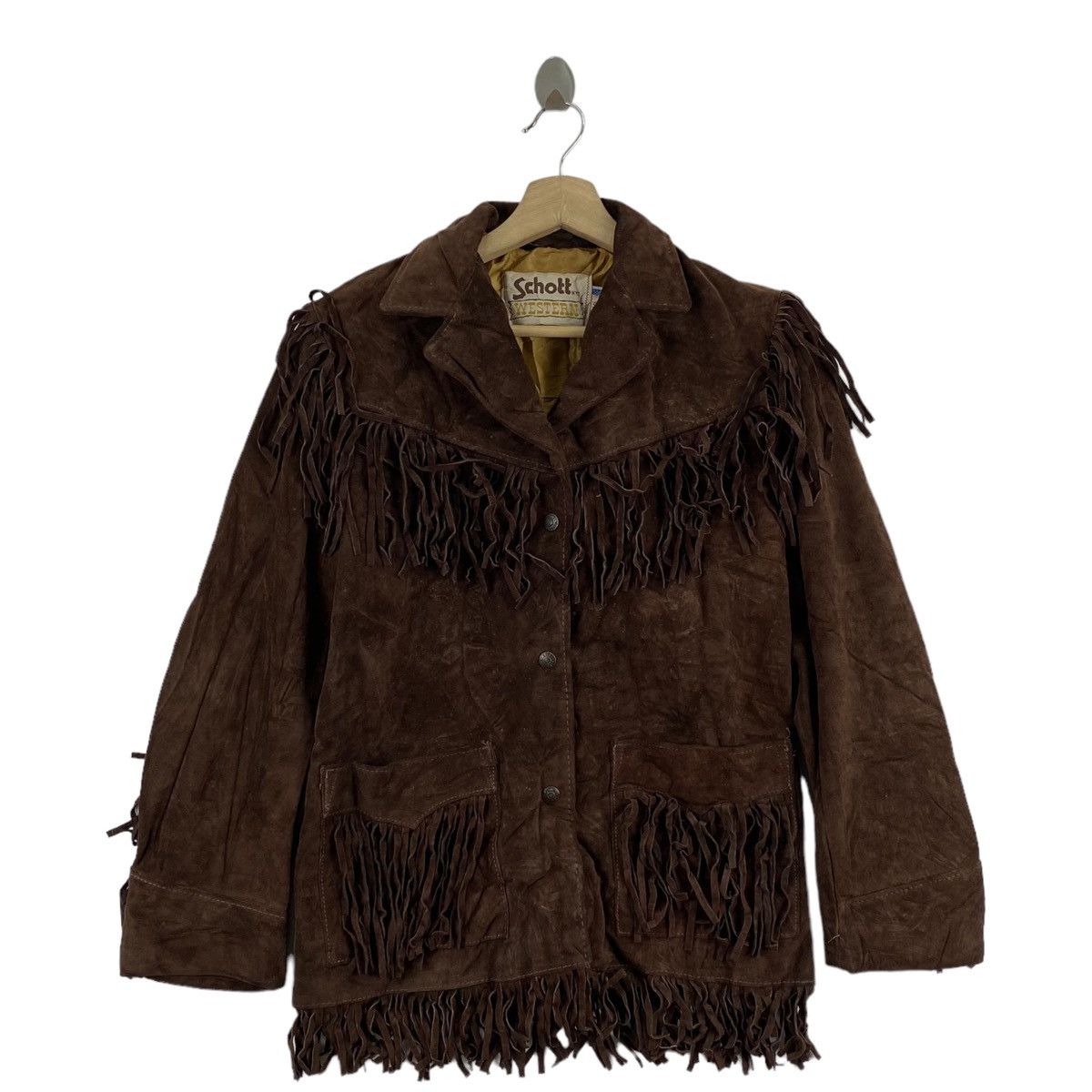 Schott Vintage 80s SCHOTT WESTERN USA Leather Cowboy Jacket Size US S / EU 44-46 / 1 - 1 Thumbnail