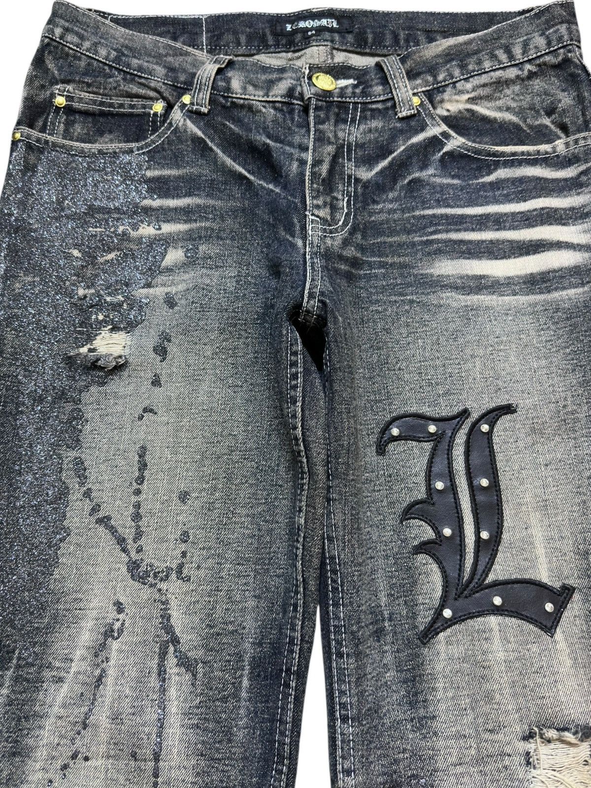 Kapital Vintage Zerosail Flare Bootcut Patches Distressed Denim Size US 33 - 2 Thumbnail