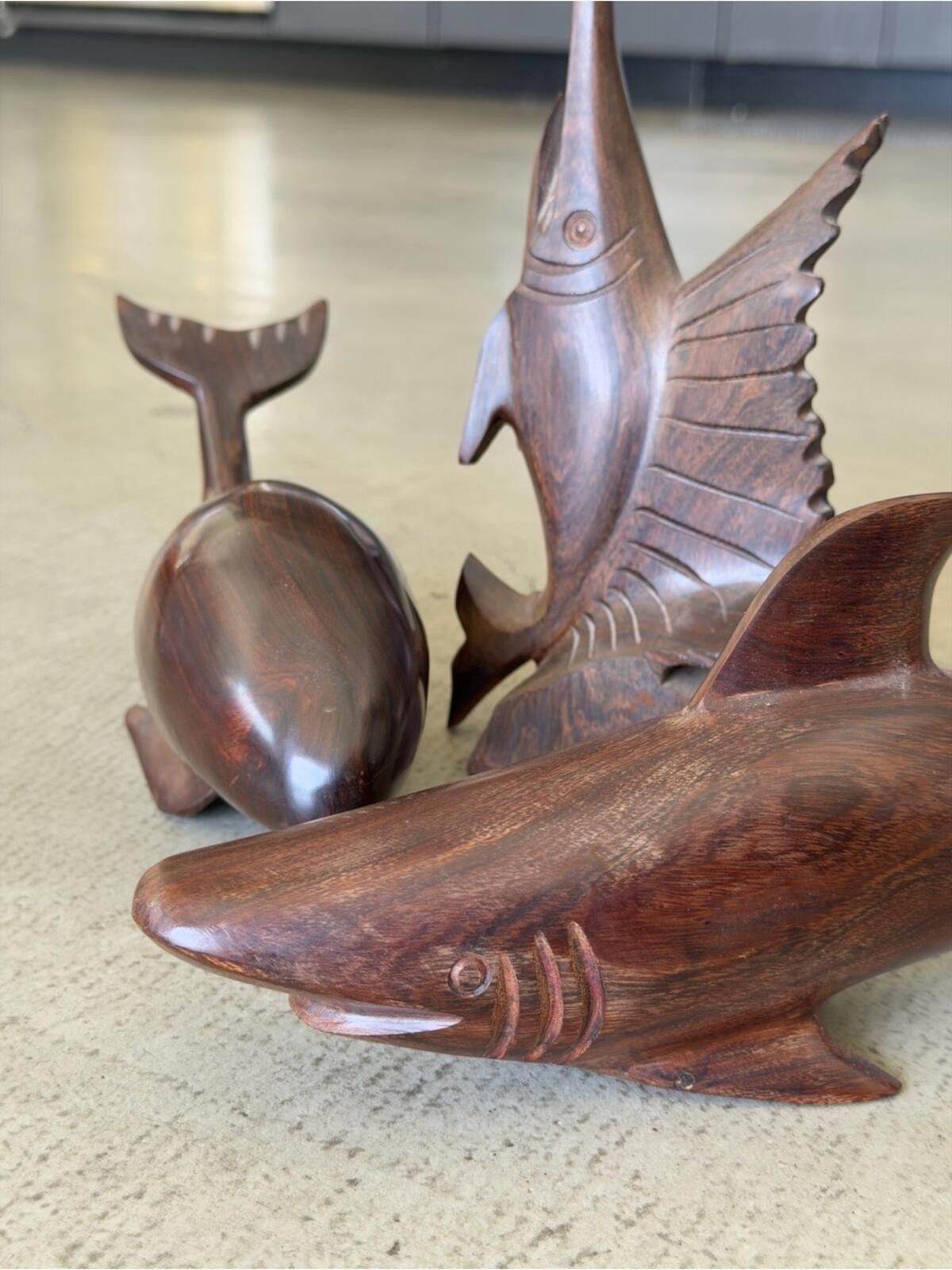 Other Hand Carved Wood Set / Coastal Decor / Shark Whale Marlin Size ONE SIZE - 3 Thumbnail