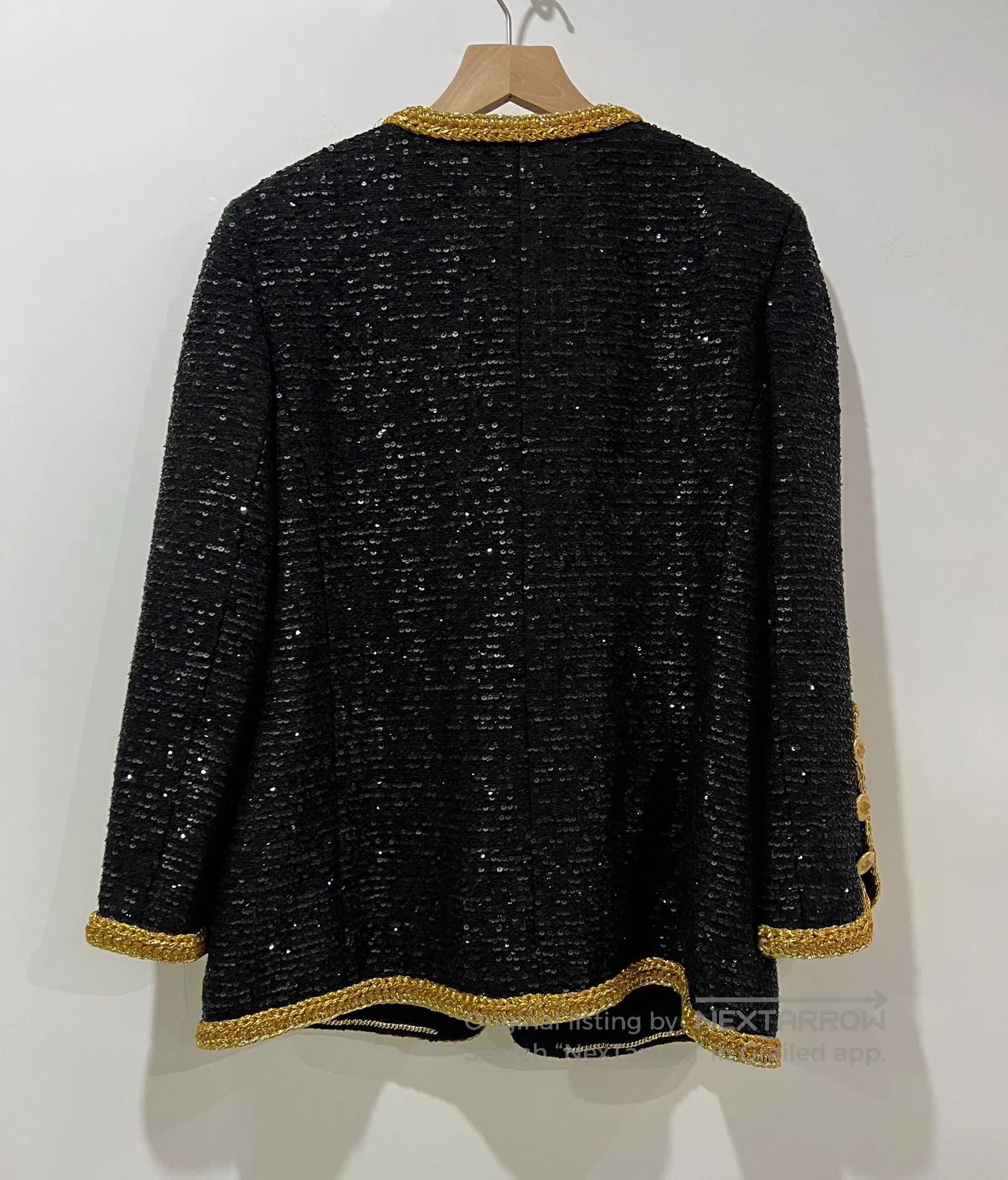 Chanel Chanel Heavy-duty, sequined black gold jacket| Size L / US 10 / IT 46 - 2 Thumbnail