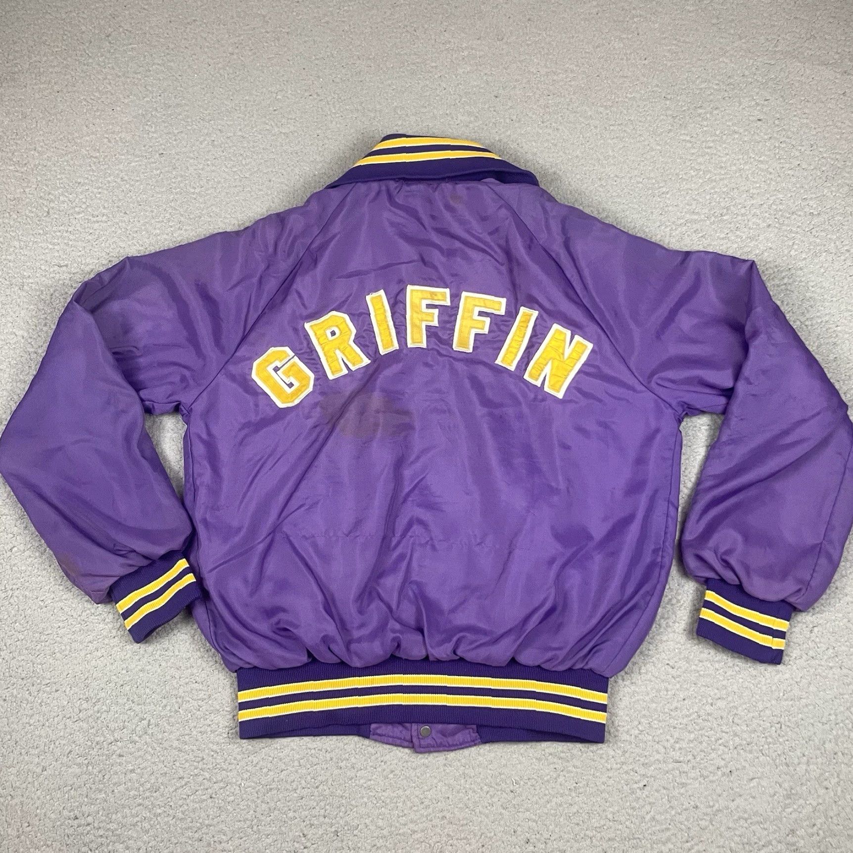 Holloway VINTAGE Holloway Jacket Unisex Adults M Purple Distressed 80s Griffin Baseball Varsity Nylon Button Size US M / EU 48-50 / 2 - 4 Thumbnail