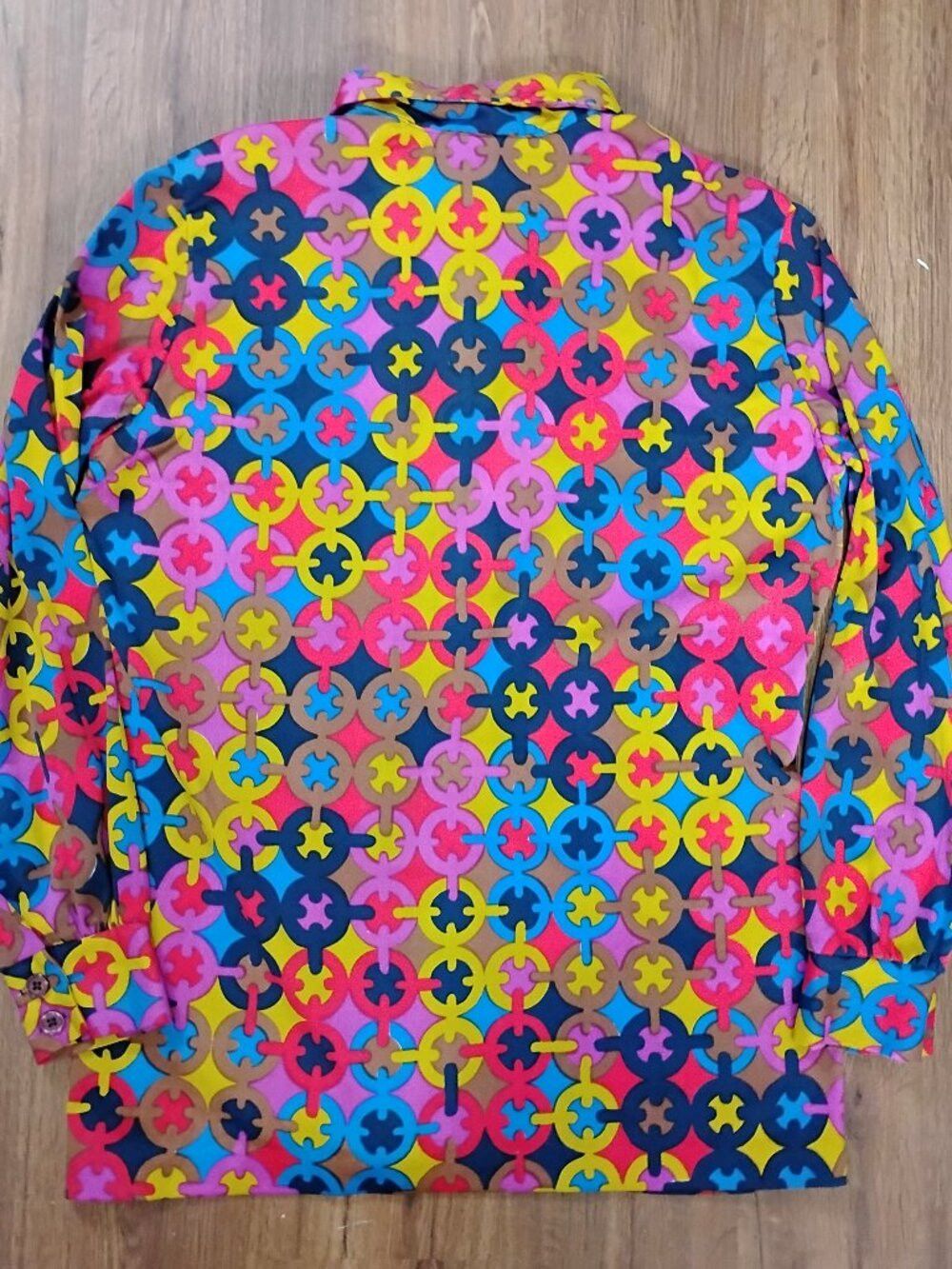 Other Vintage Alice Stuart Psychedelic Tiles Polyester Disco Shir Size XXL / US 16-18 / IT 52-54 - 5 Thumbnail