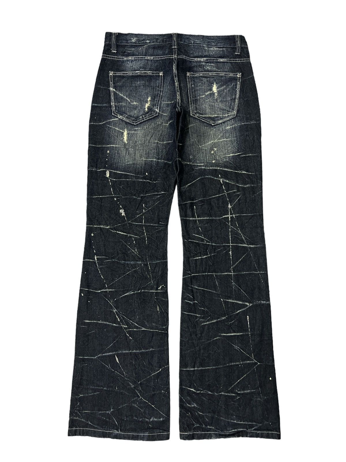 If Six Was Nine × Japanese Brand FLARED💥NYLAUS SPLATER RIPPED DISTRESSED DENIM PANT Size US 32 / EU 48 - 6 Thumbnail