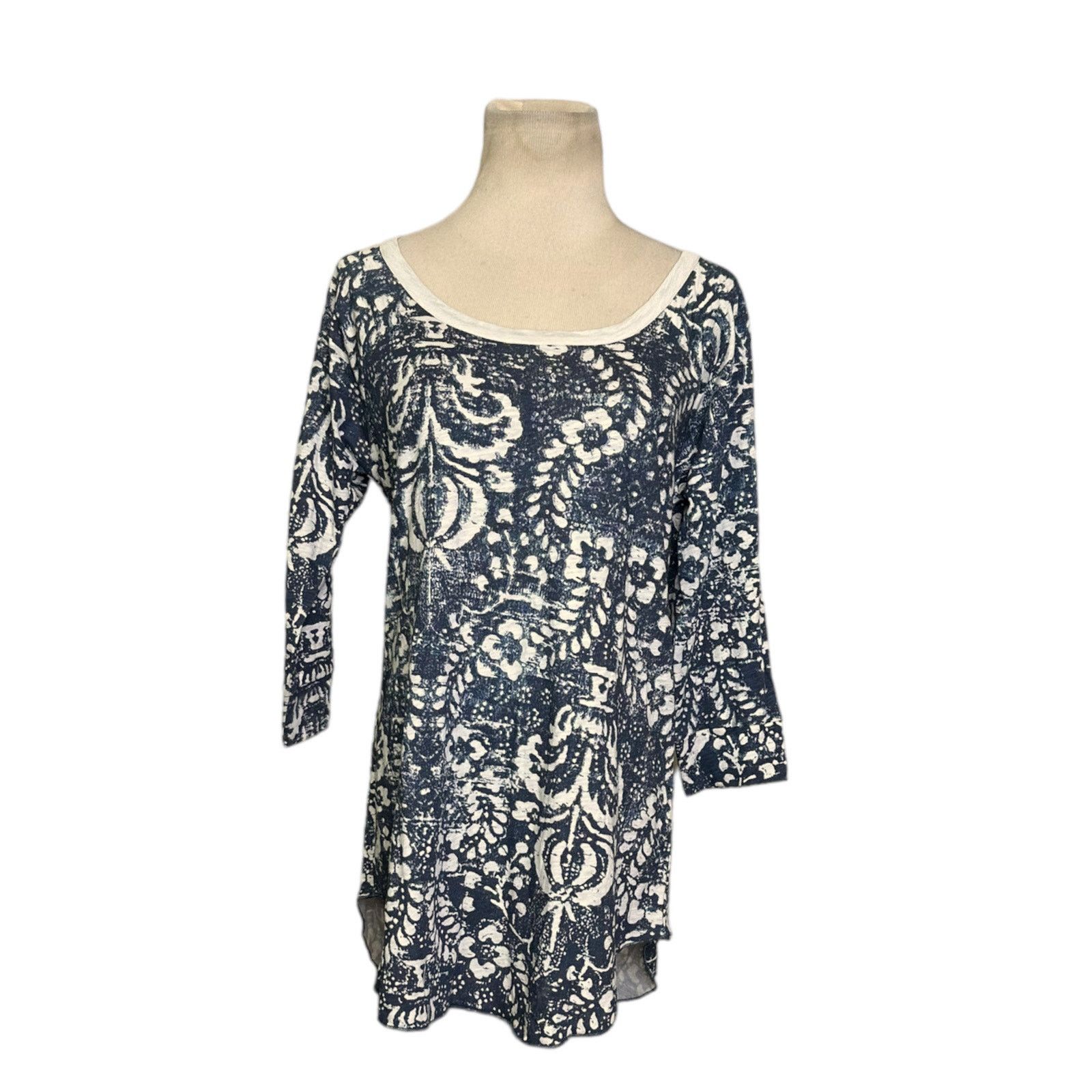 Chaser Brand Chasor cream blue floral print 3/4 sleeves top size M Size M / US 6-8 / IT 42-44 - 1 Thumbnail