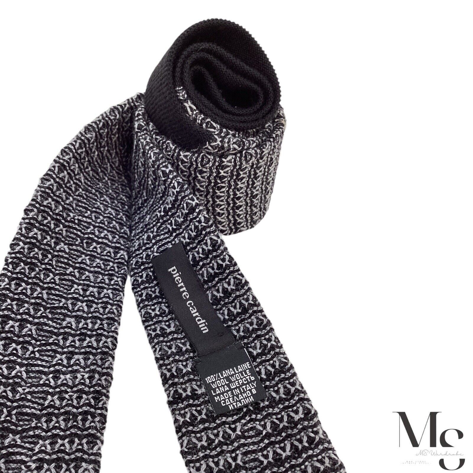 Pierre Cardin PIERRE CARDIN Black Geometric Wool Knit Tie Made In Italy W: Size ONE SIZE - 4 Thumbnail
