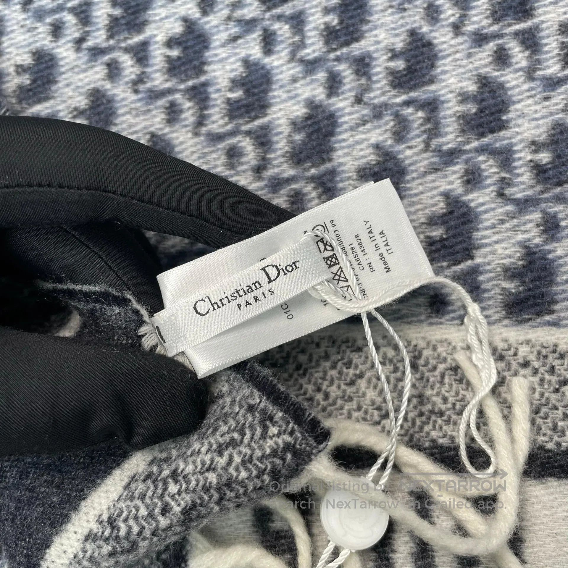 Dior Dior Light gray and dark blue double-sided cashmere scarf| Size ONE SIZE - 6 Thumbnail