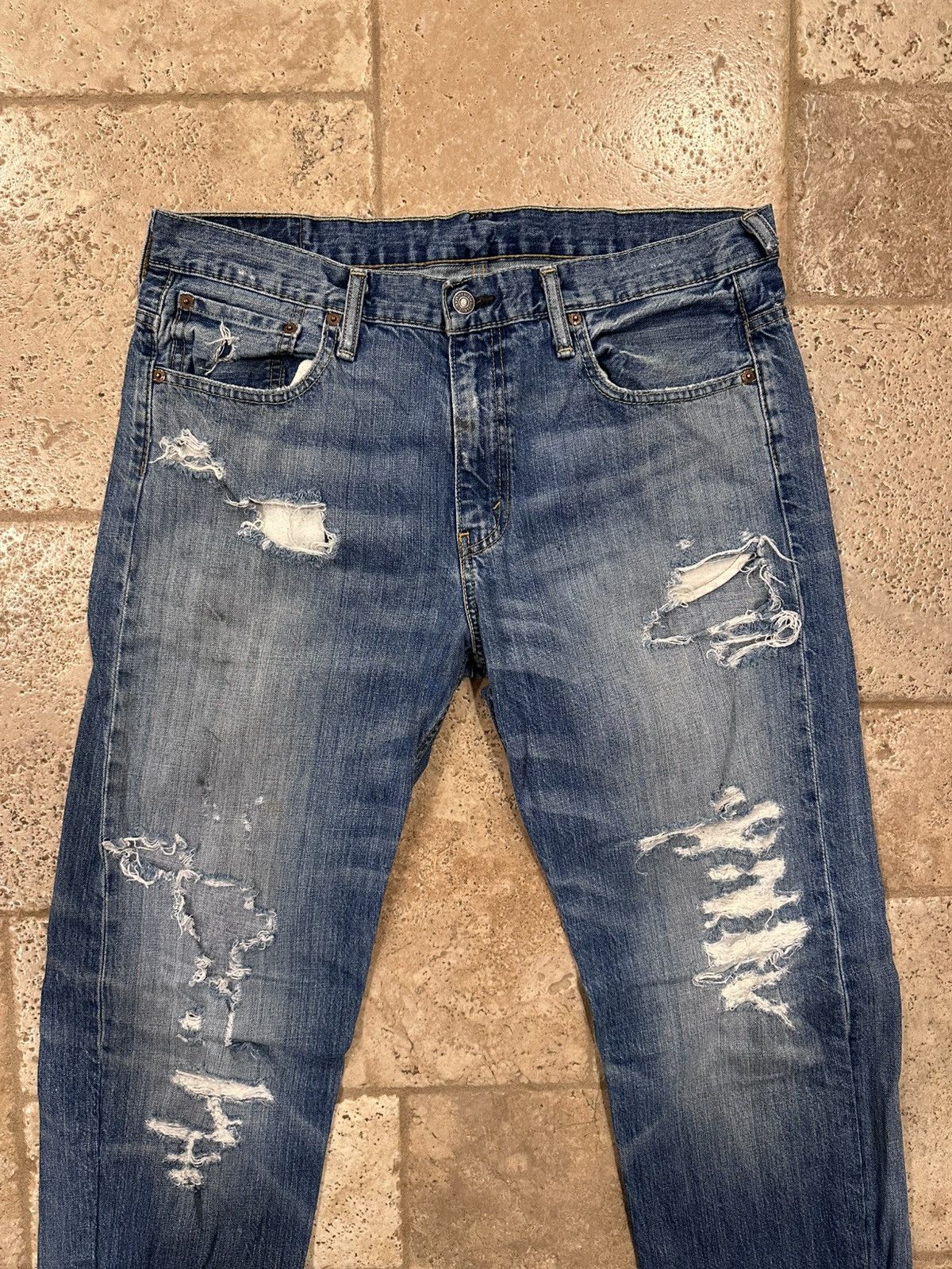 Levi's Vintage Clothing Levi’s Vintage 569 Blue Denim Thrashed Distressed Pants Size US 34 / EU 50 - 3 Thumbnail