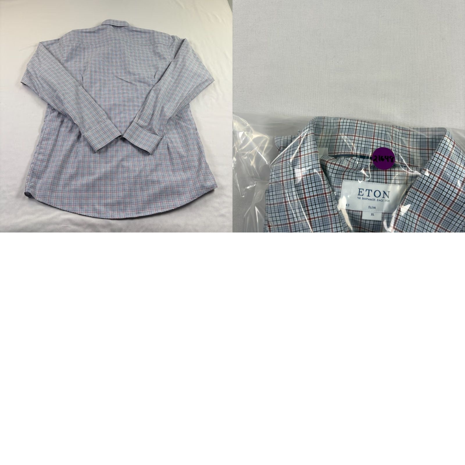 Eton Eton Shirt XL Blue Plaid Button-Up Long Sleeve Slim Fit Casual Mens Size US XL / EU 56 / 4 - 8 Thumbnail