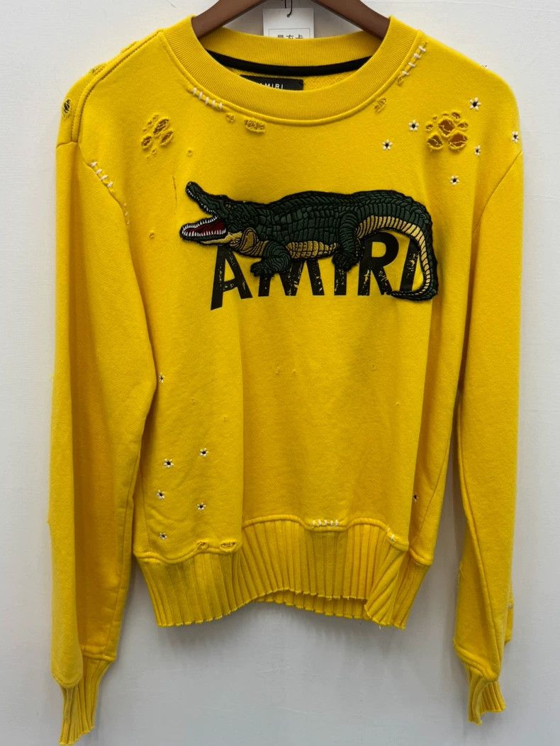 Amiri Amiri Crocodile Embroidered Destroyed Sweatshirt Size US M / EU 48-50 / 2 - 1 Thumbnail